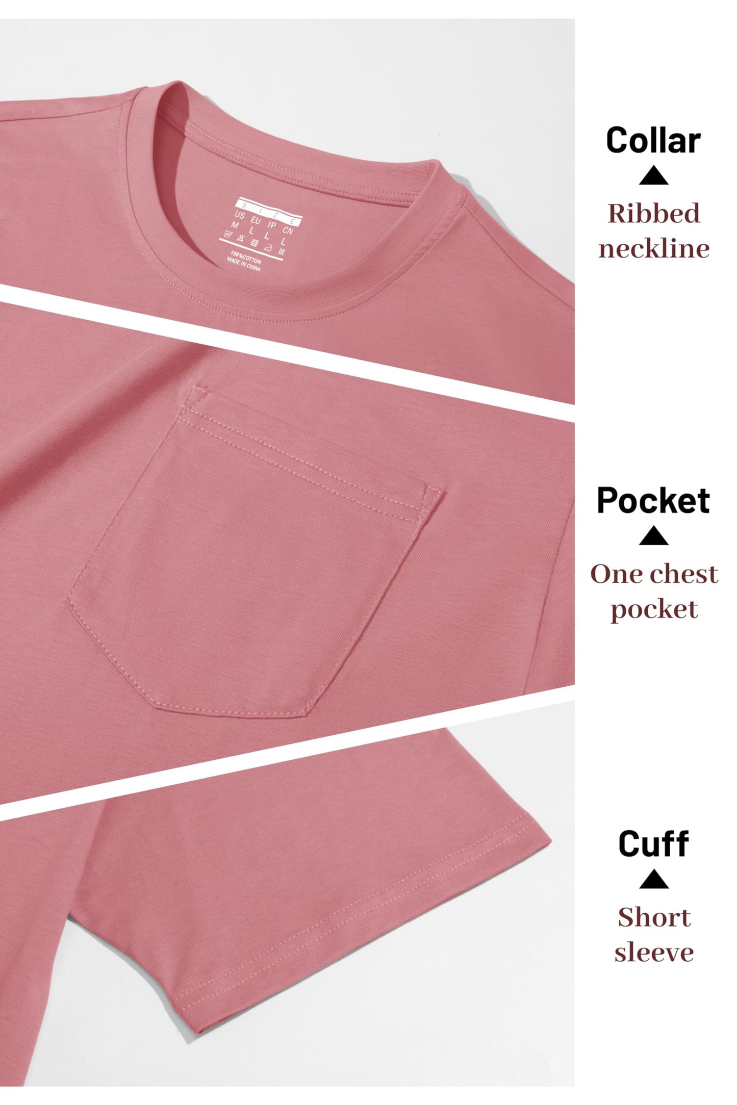 MAGNIVIT Men's Cotton Pocket Tee Shirts Soft Crew Neck Solid Color T Shirt Casual Short Sleeve Summer Basic Tops