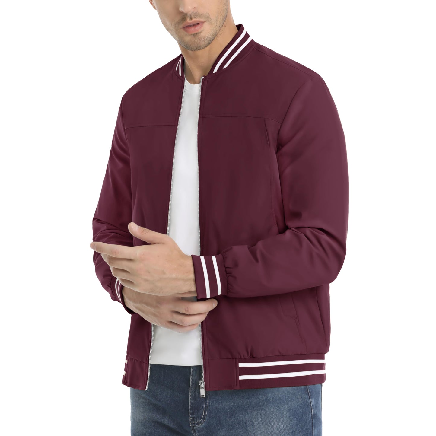 MAGNIVIT Men's Bomber Jackets Lightweight Jacket Varsity Flight Jacket Baseball Windbreaker Water Resistant Spring Autumn