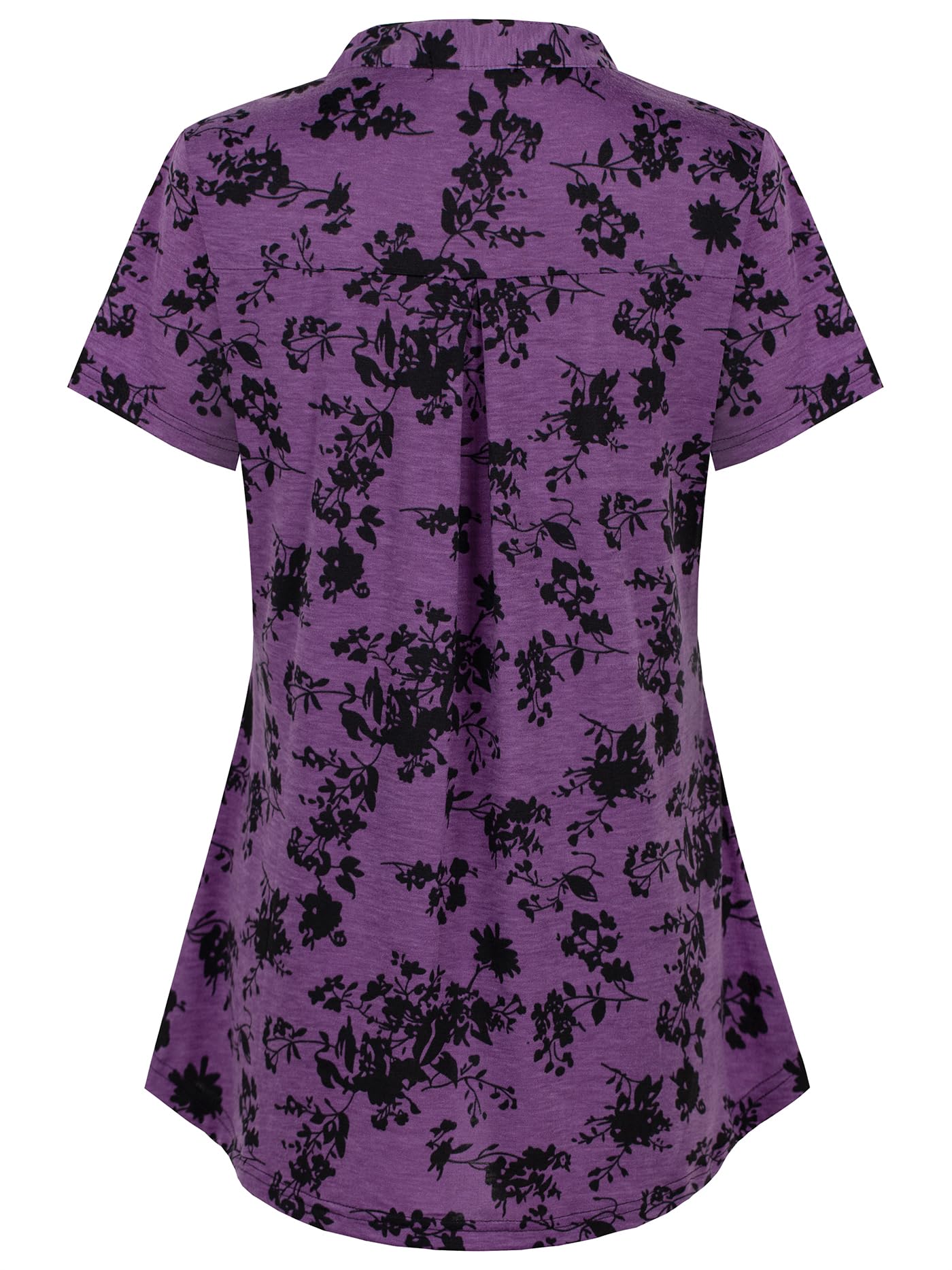 Ninedaily Women's Summer Tops Short Sleeve Casual Blouse Zip Floral Tunic Shirts