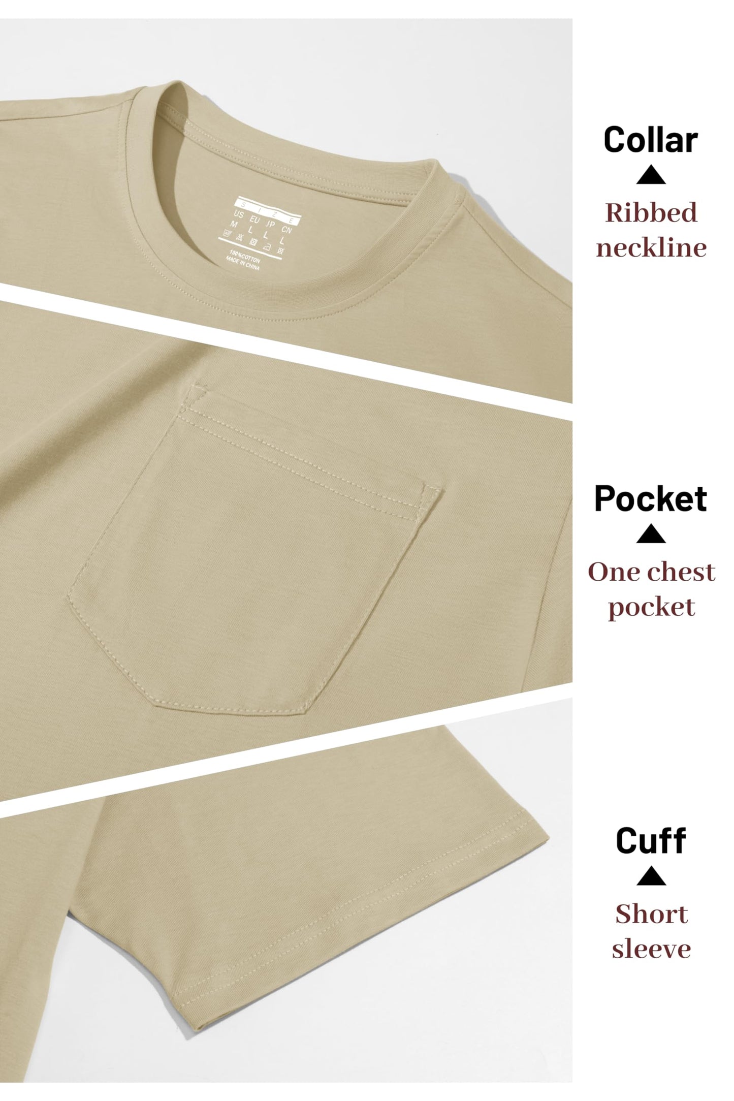 MAGNIVIT Men's Cotton Pocket Tee Shirts Soft Crew Neck Solid Color T Shirt Casual Short Sleeve Summer Basic Tops