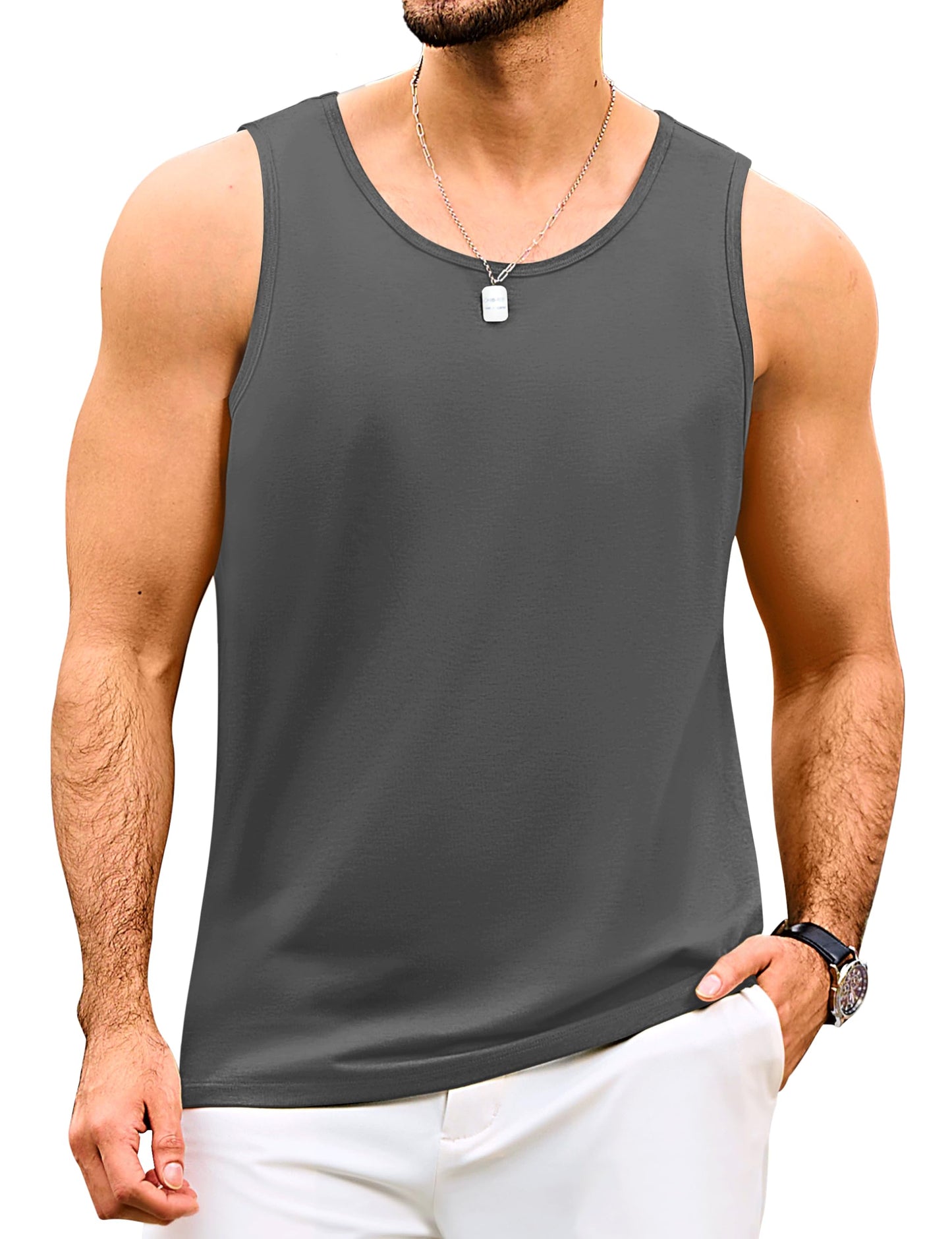 MAGNIVIT Mens Tank Top UPF50+ Summer Sleeveless Muscle Shirts Cotton Blend Casual Tee Cooling Gym Workout Shirts