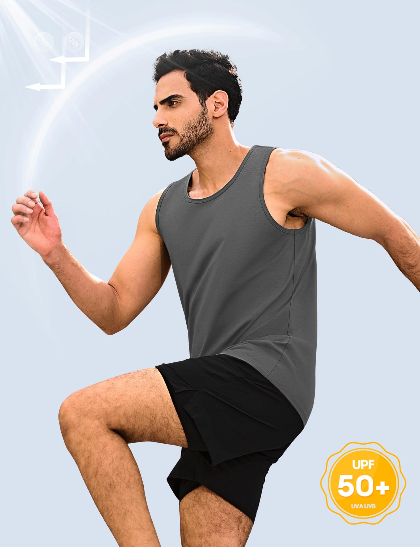 MAGNIVIT Mens Tank Top UPF50+ Summer Sleeveless Muscle Shirts Cotton Blend Casual Tee Cooling Gym Workout Shirts
