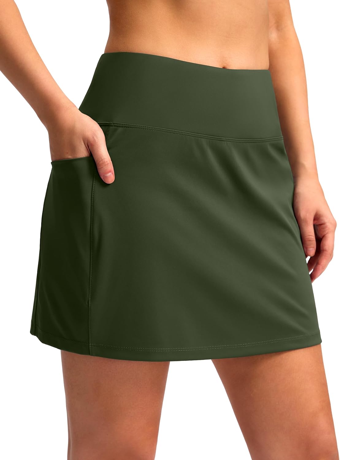 Women's Golf Skirts Skort 4 Side Pockets High Waisted Stretchy Tennis Skirt with Short Athletic Casual