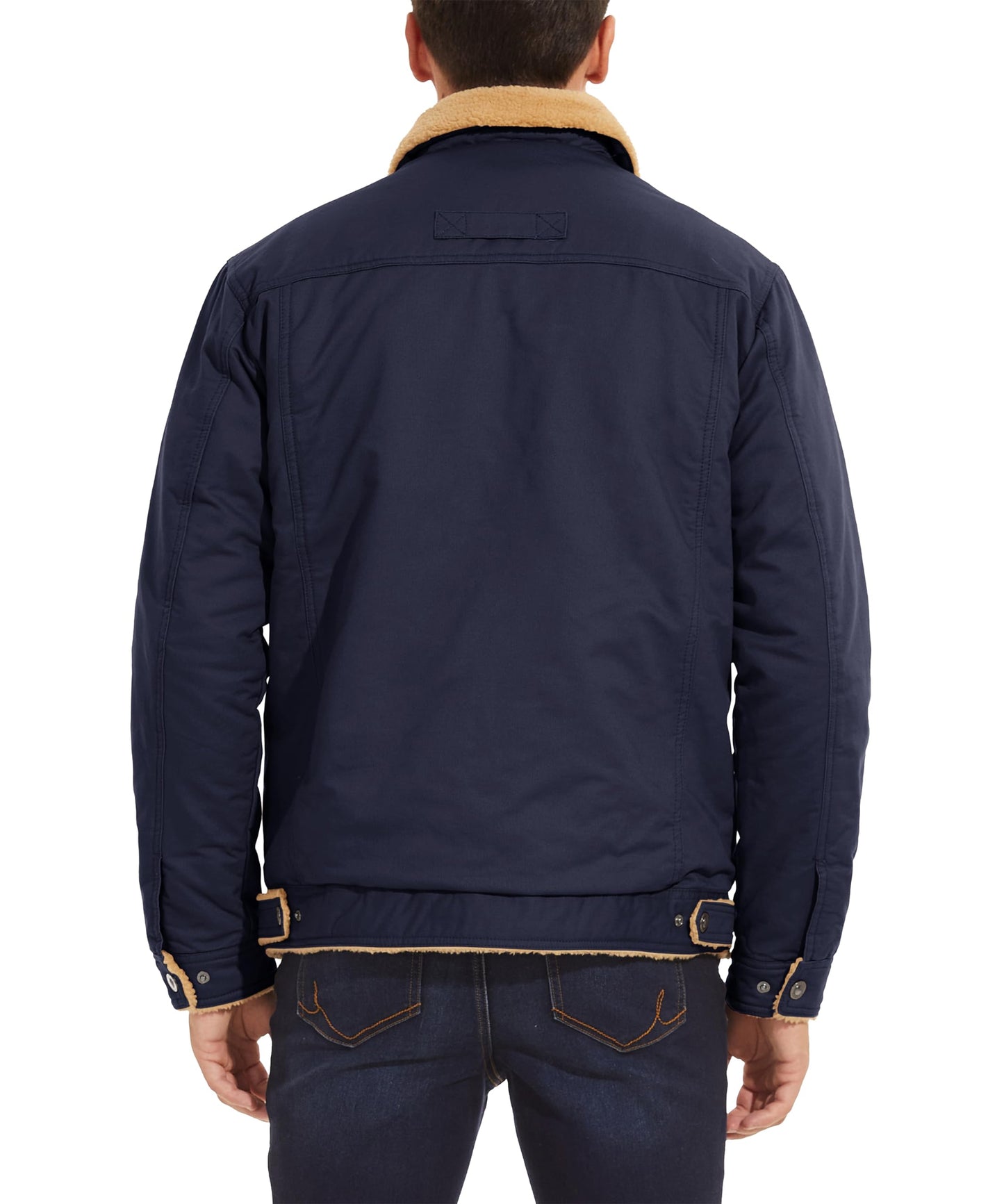 MAGNIVIT Men's Cotton Cargo Jacket Winter Sherpa Fleece Lined Work Jacket Coats with 5 Pockets