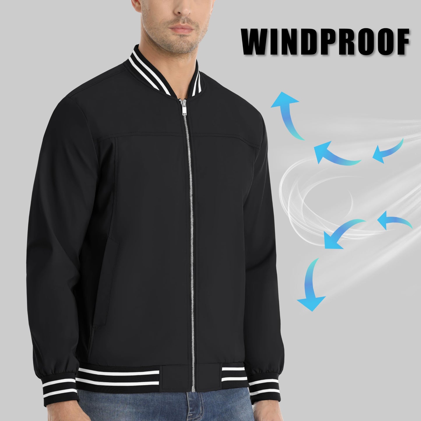 MAGNIVIT Men's Bomber Jackets Lightweight Jacket Varsity Flight Jacket Baseball Windbreaker Water Resistant Spring Autumn