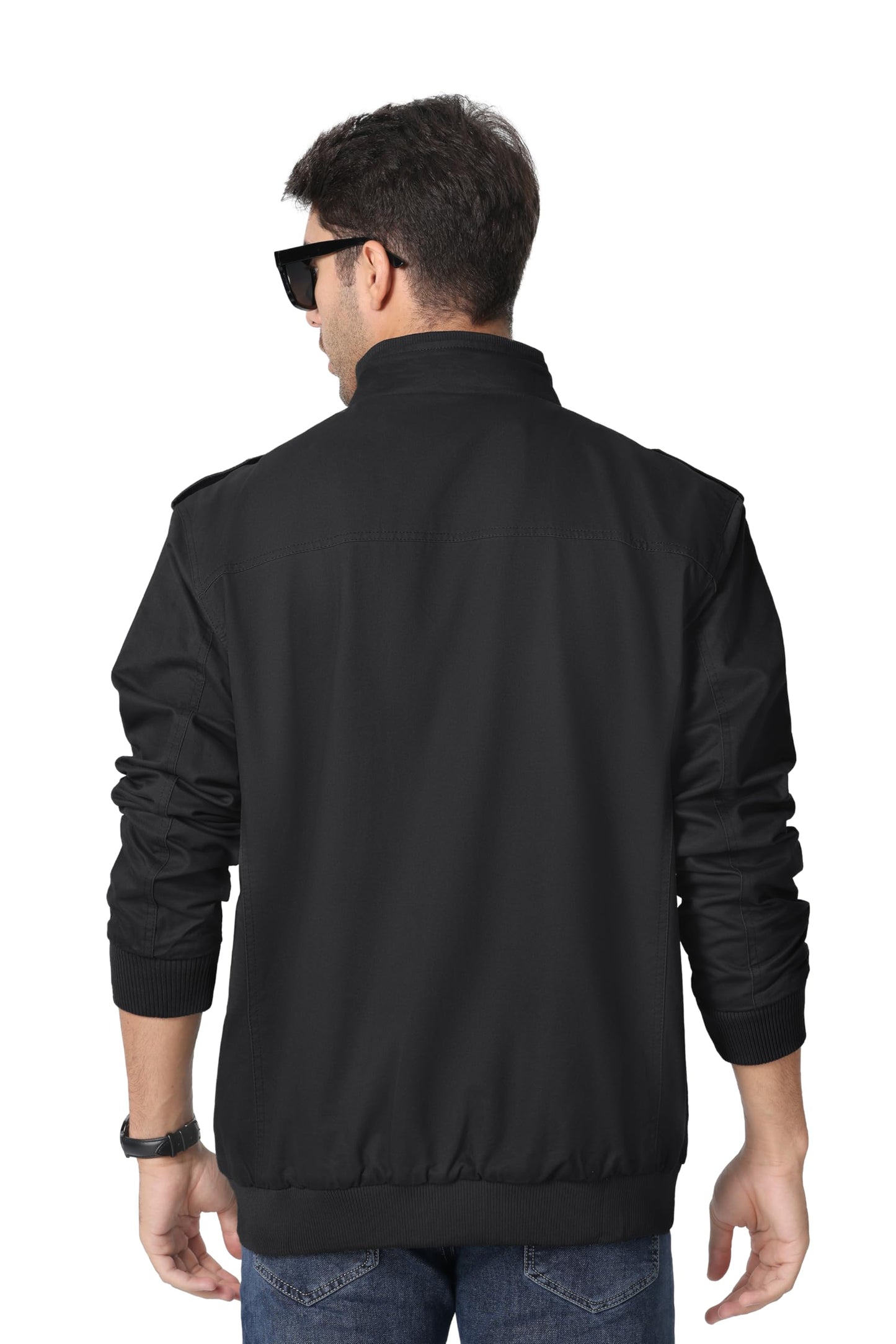 MAGNIVIT Men's Military Lightweight Army Windbreaker Cargo Jacket With Stand Collar, Zip Front, 7 Pockets - Cotton