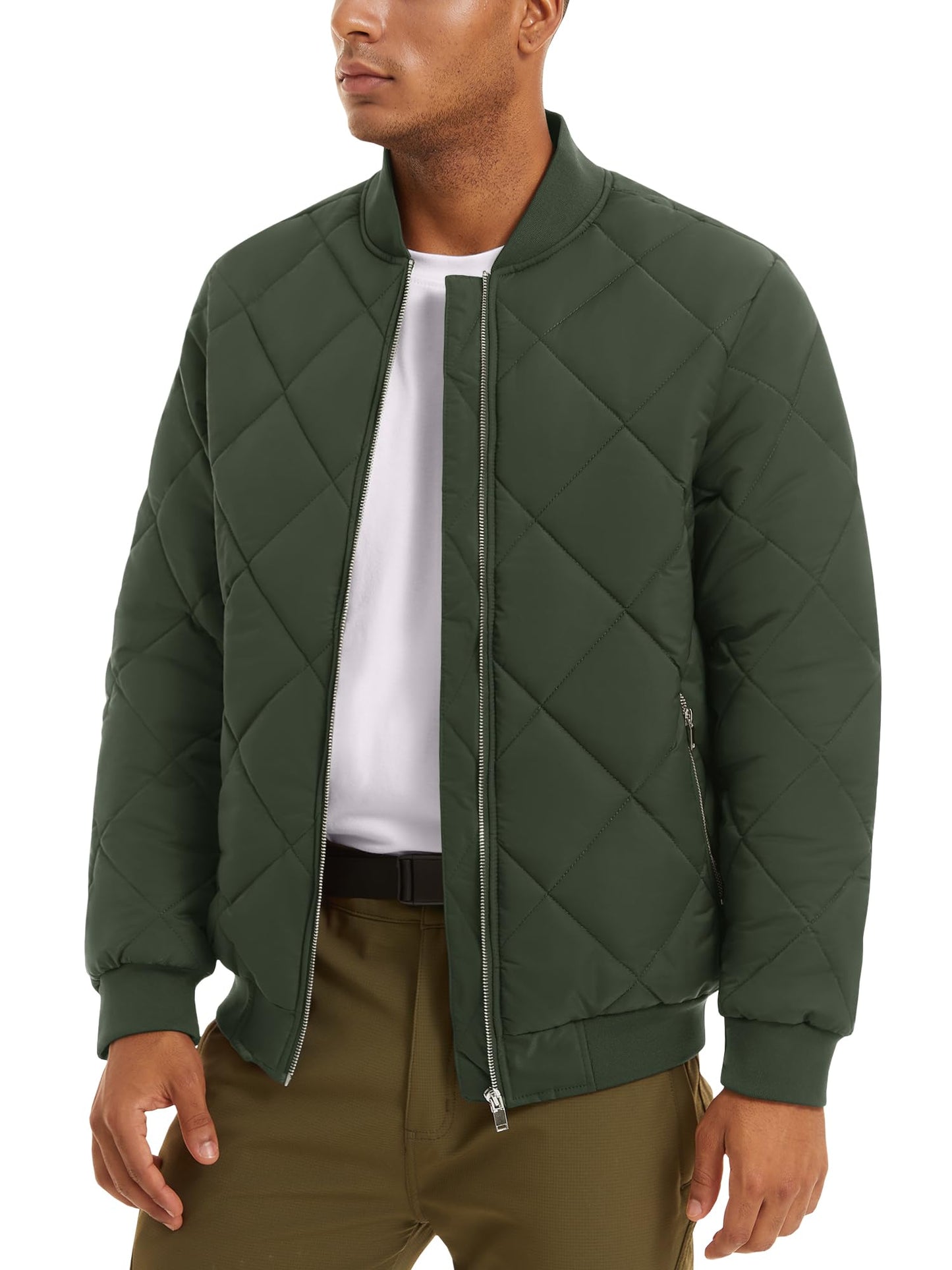 MAGNIVIT Men's Bomber Jacket Winter Fall Quilted Puffer Jacket Warm Padded Coats
