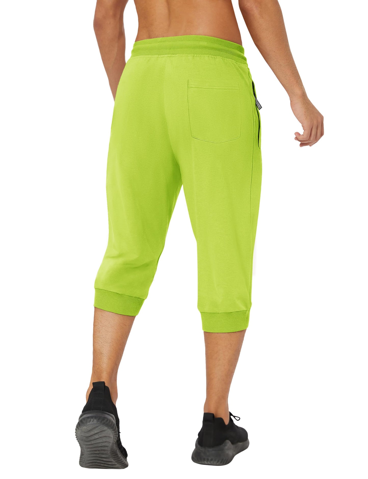 MAGNIVIT Men's 3/4 Jogger Capri Pants Workout Gym Below Knee Shorts Zipper Pockets Jogger Sweatpant Capris for Men