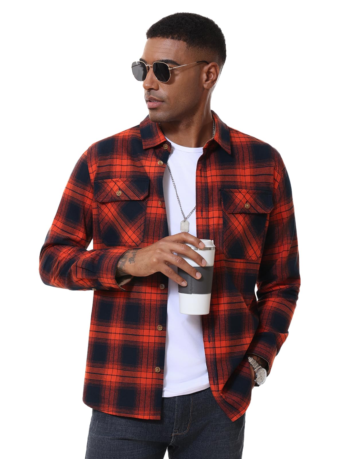 MAGNIVIT Men's Button Down Regular Fit Long Sleeve Plaid Flannel Casual Shirts