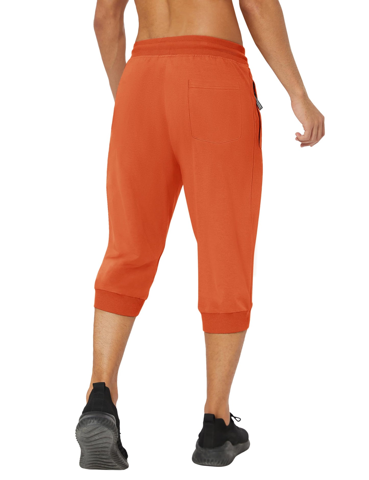 MAGNIVIT Men's 3/4 Jogger Capri Pants Workout Gym Below Knee Shorts Zipper Pockets Jogger Sweatpant Capris for Men
