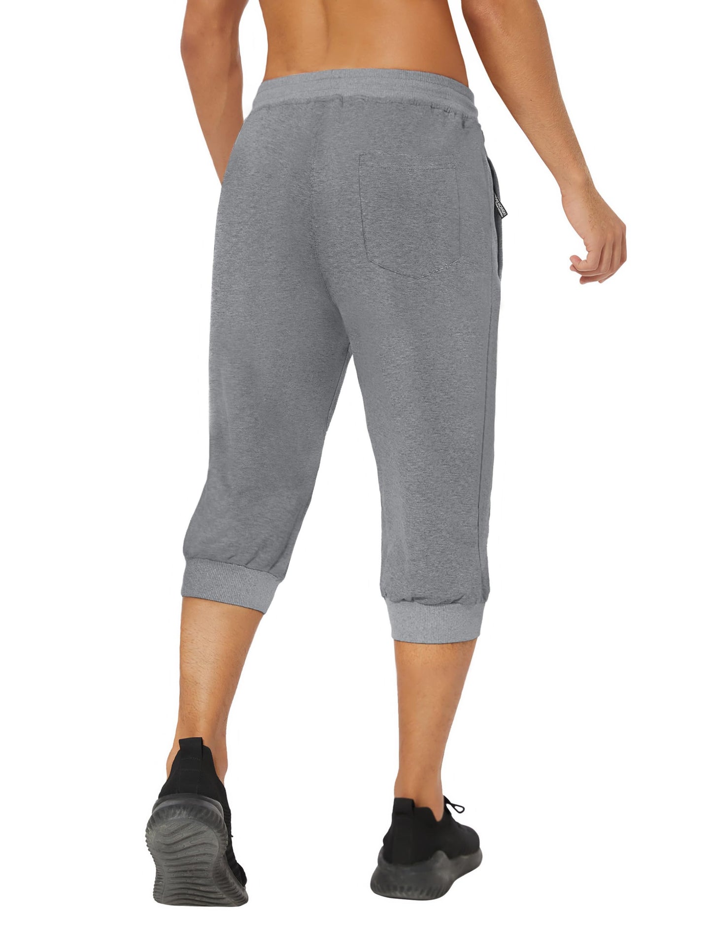 MAGNIVIT Men's 3/4 Jogger Capri Pants Workout Gym Below Knee Shorts Zipper Pockets Jogger Sweatpant Capris for Men