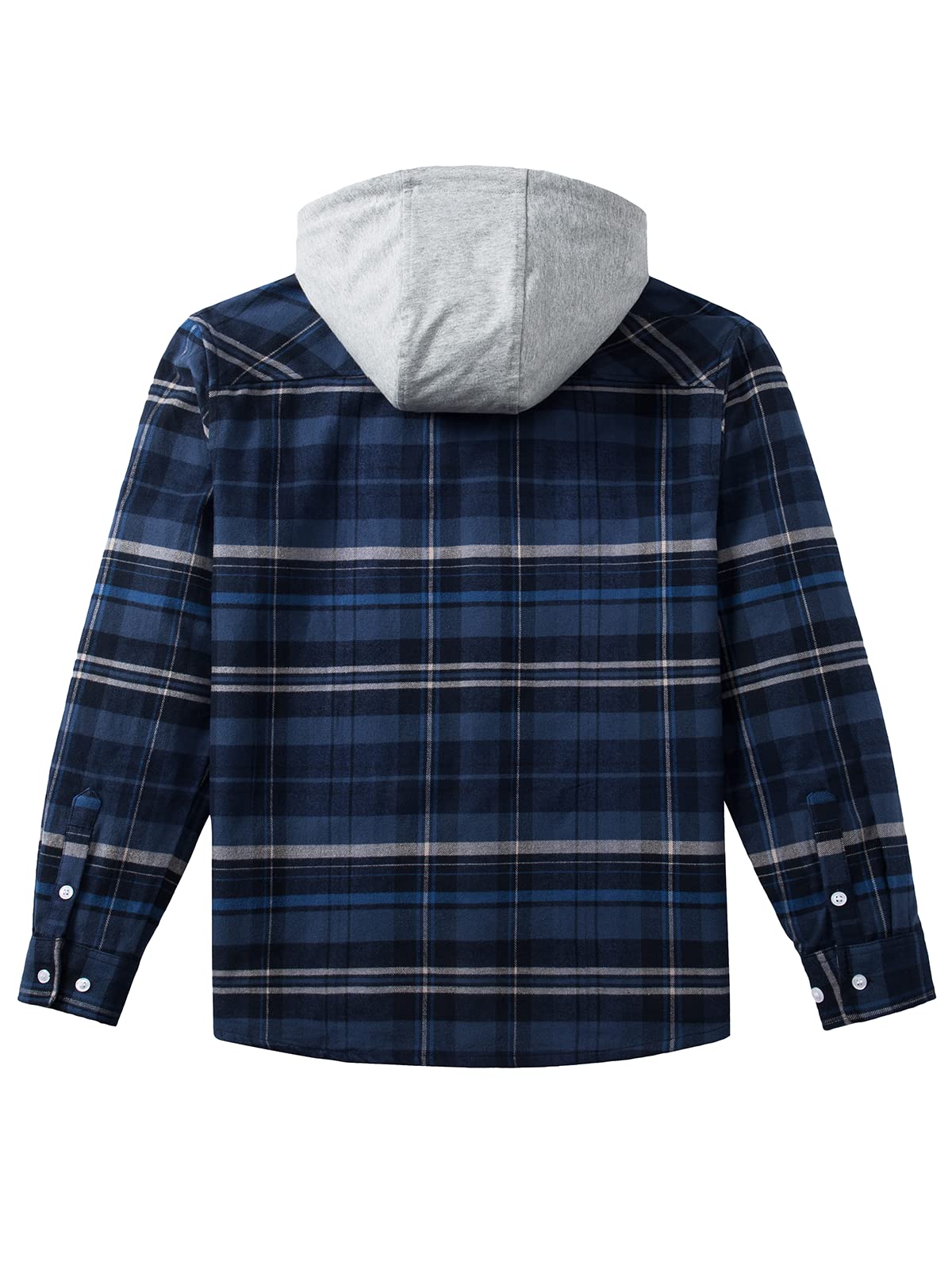 MAGNIVIT Mens Classic Plaid Long Sleeve Hooded Shirts Multi Pockets Thin Cotton Light Jacket Relaxed Fit Casual Outwear