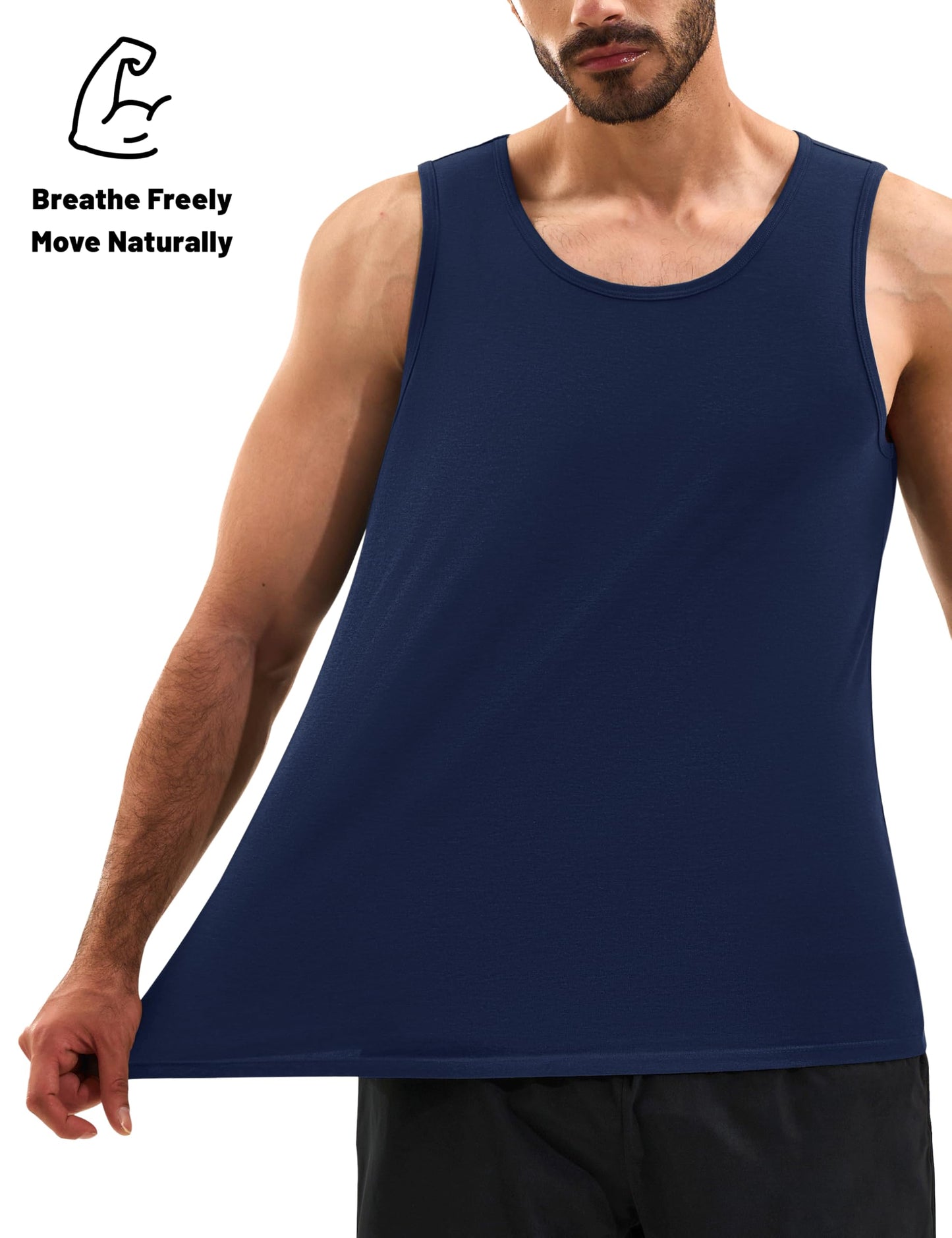 MAGNIVIT Mens Tank Top UPF50+ Summer Sleeveless Muscle Shirts Cotton Blend Casual Tee Cooling Gym Workout Shirts
