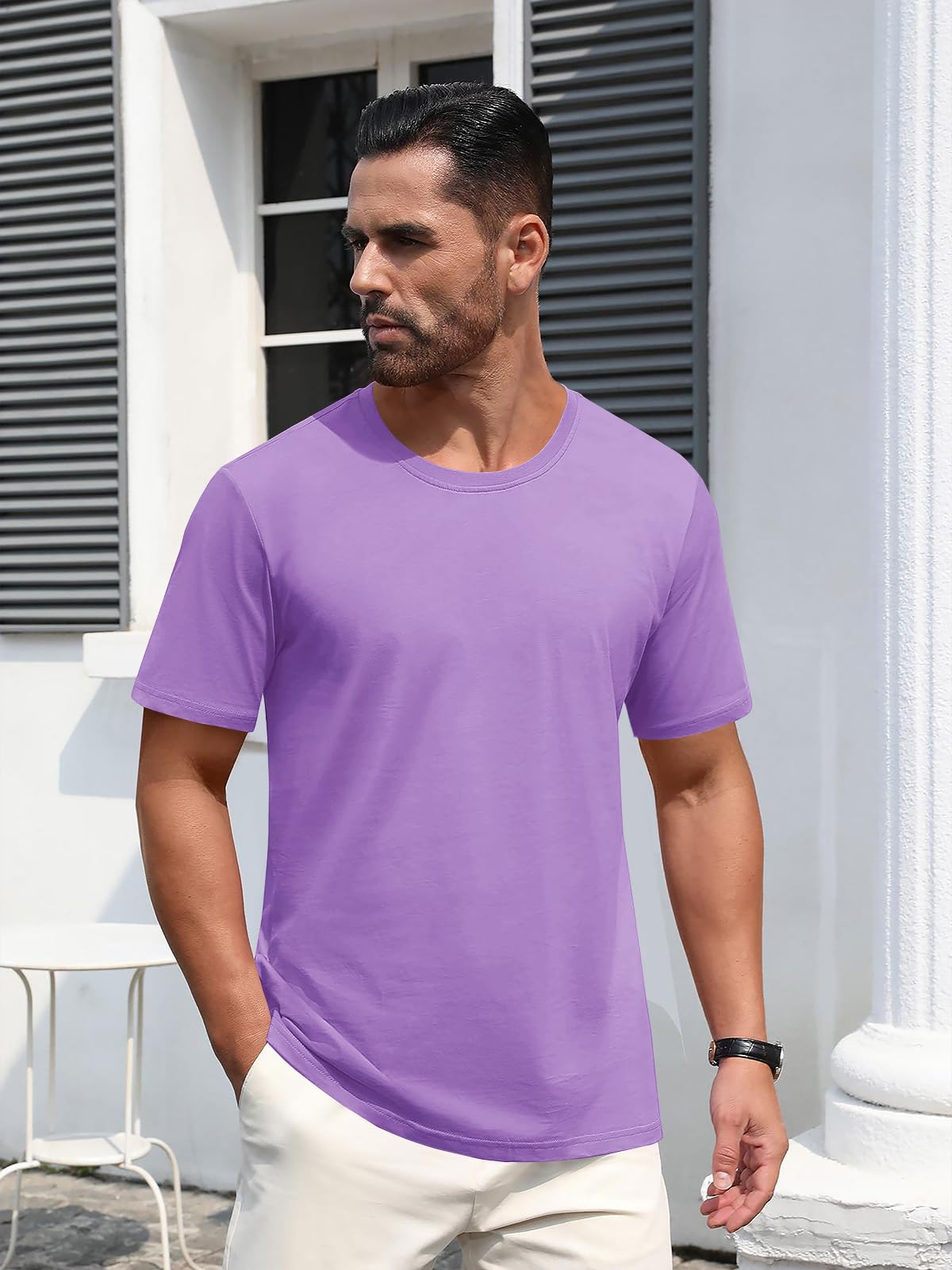 MAGNIVIT Men's Shirts Short Sleeve Cotton T-Shirt Crew Neck Light Tees Classic Basic Casual Tops Plain Soft Shirt