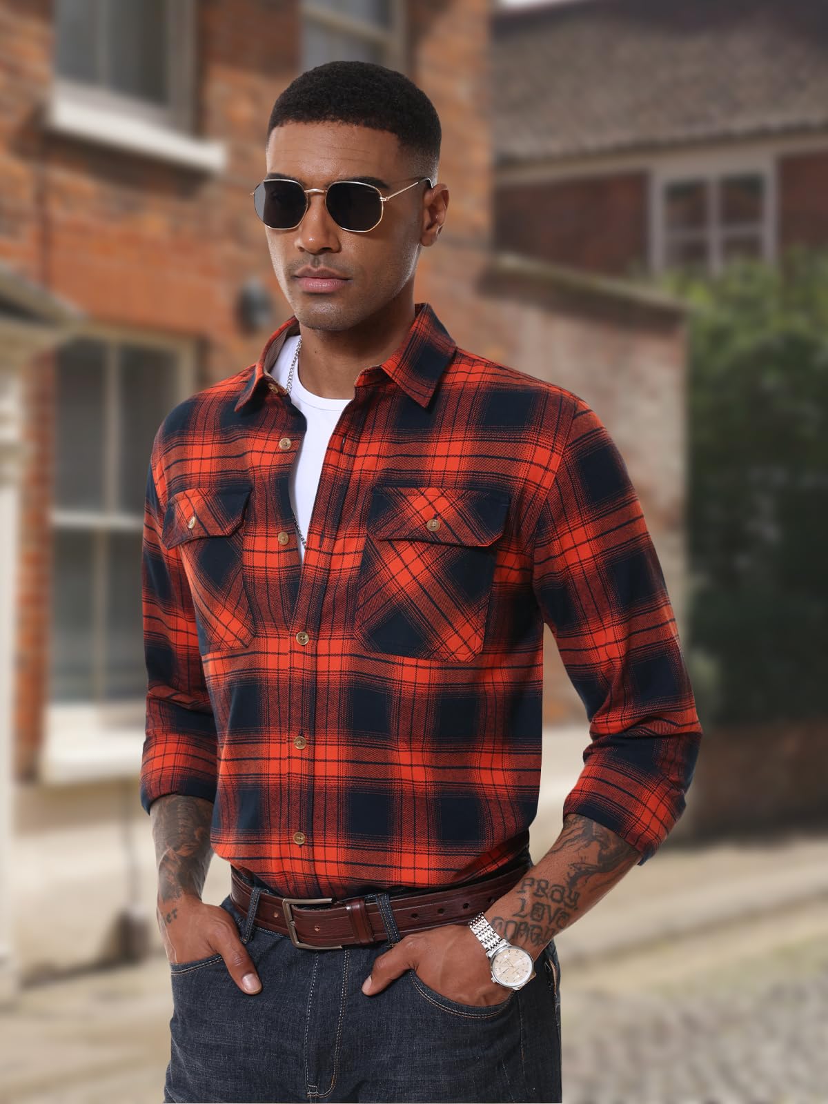 MAGNIVIT Men's Button Down Regular Fit Long Sleeve Plaid Flannel Casual Shirts