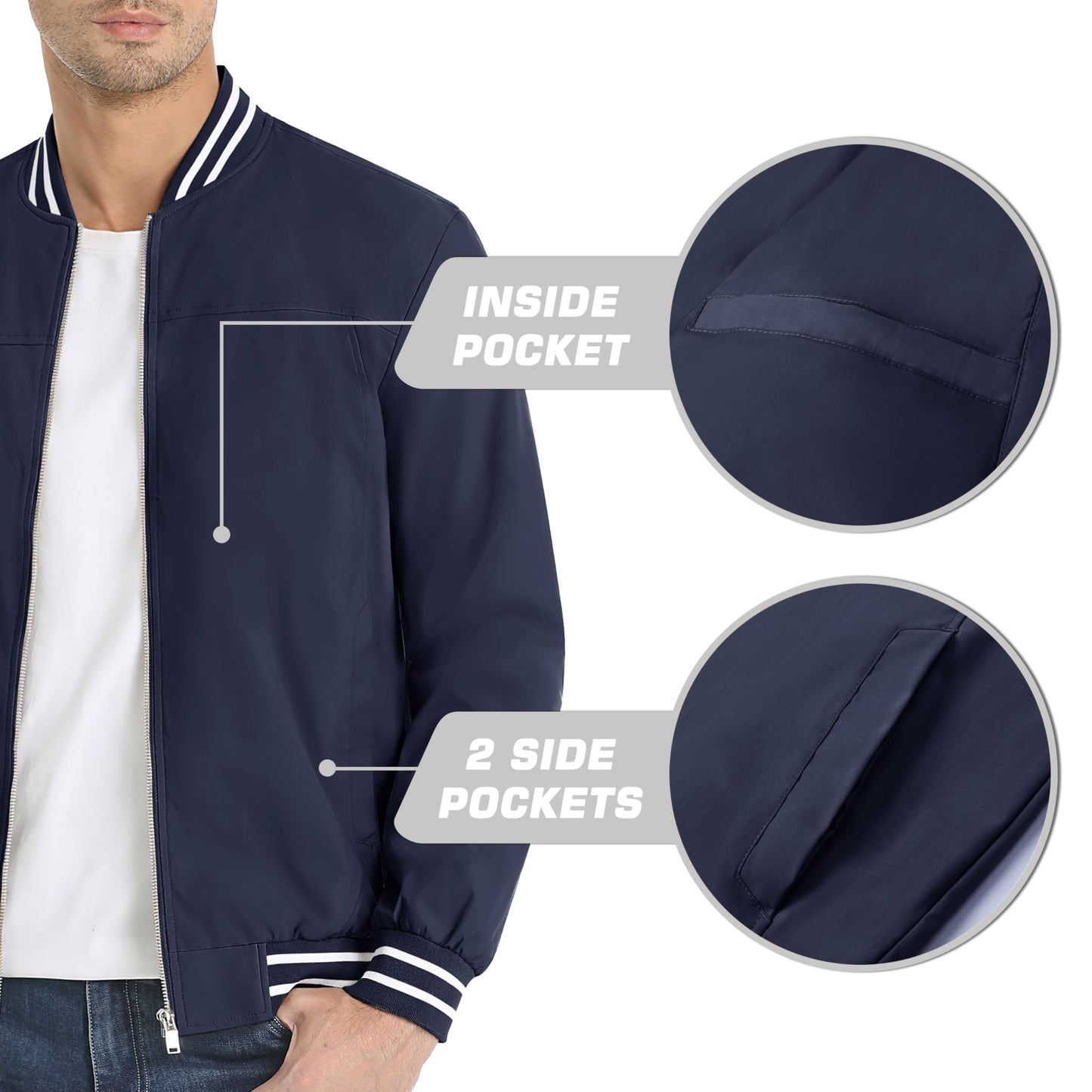 MAGNIVIT Men's Bomber Jackets Lightweight Jacket Varsity Flight Jacket Baseball Windbreaker Water Resistant Spring Autumn