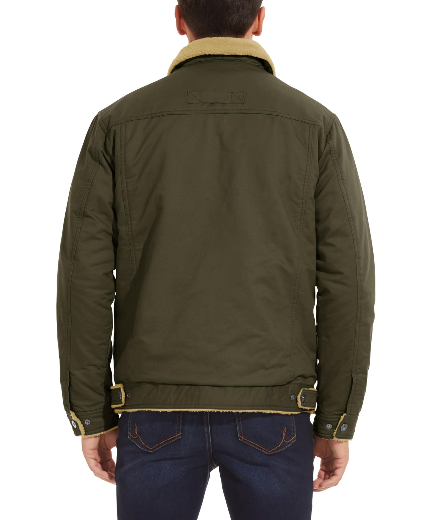 MAGNIVIT Men's Cotton Cargo Jacket Winter Sherpa Fleece Lined Work Jacket Coats with 5 Pockets