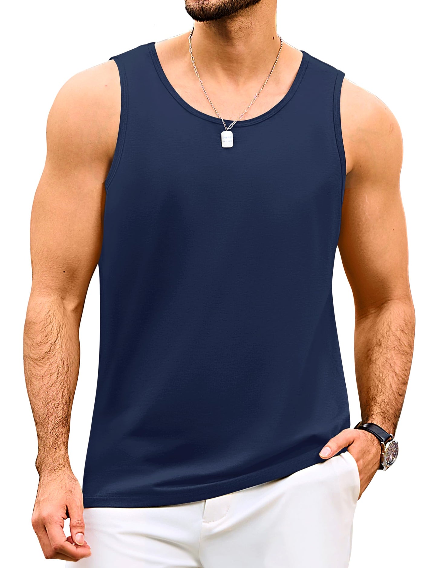 MAGNIVIT Mens Tank Top UPF50+ Summer Sleeveless Muscle Shirts Cotton Blend Casual Tee Cooling Gym Workout Shirts