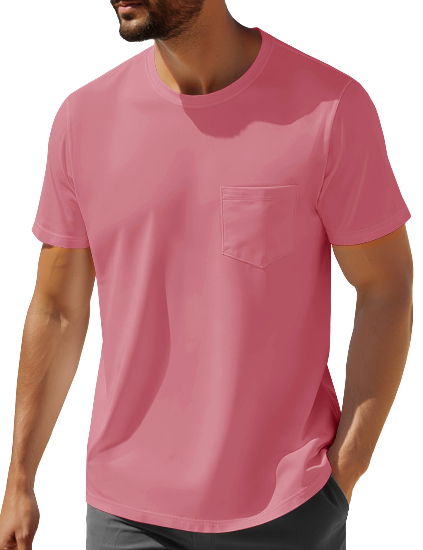 MAGNIVIT Men's Cotton Pocket Tee Shirts Soft Crew Neck Solid Color T Shirt Casual Short Sleeve Summer Basic Tops