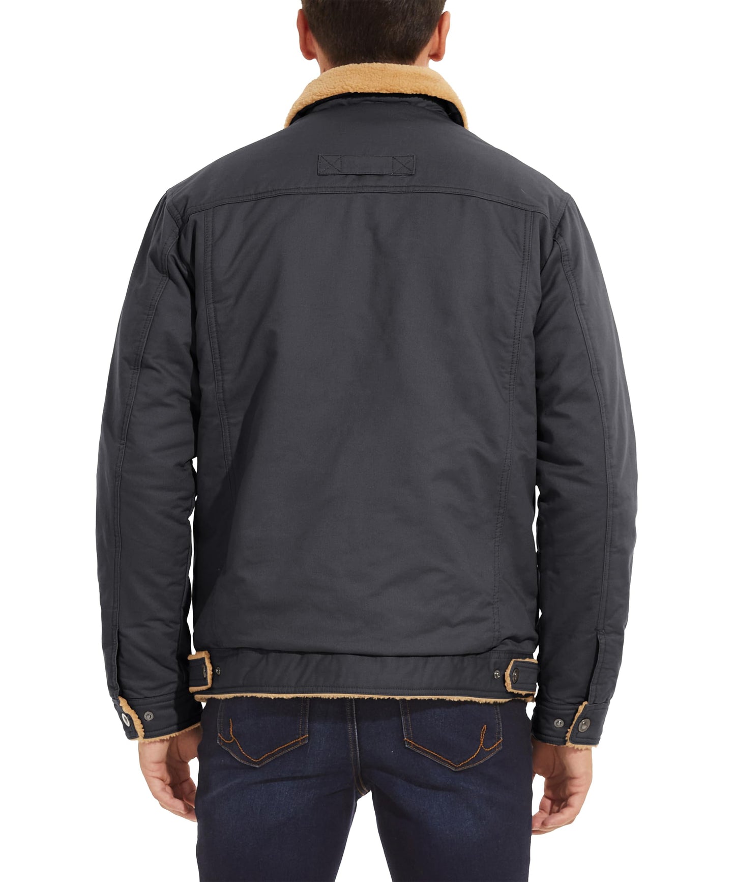 MAGNIVIT Men's Cotton Cargo Jacket Winter Sherpa Fleece Lined Work Jacket Coats with 5 Pockets