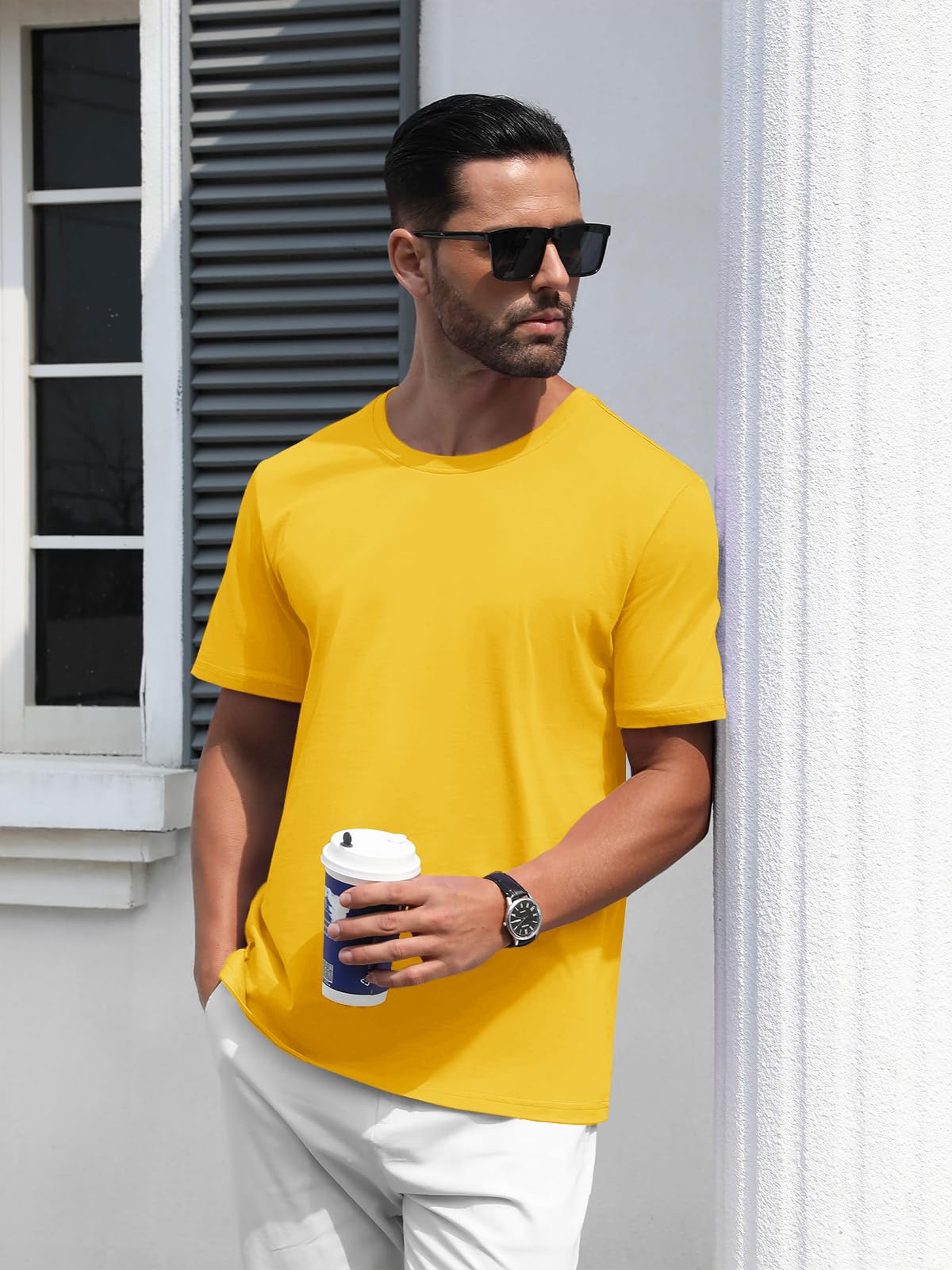 MAGNIVIT Men's Shirts Short Sleeve Cotton T-Shirt Crew Neck Light Tees Classic Basic Casual Tops Plain Soft Shirt
