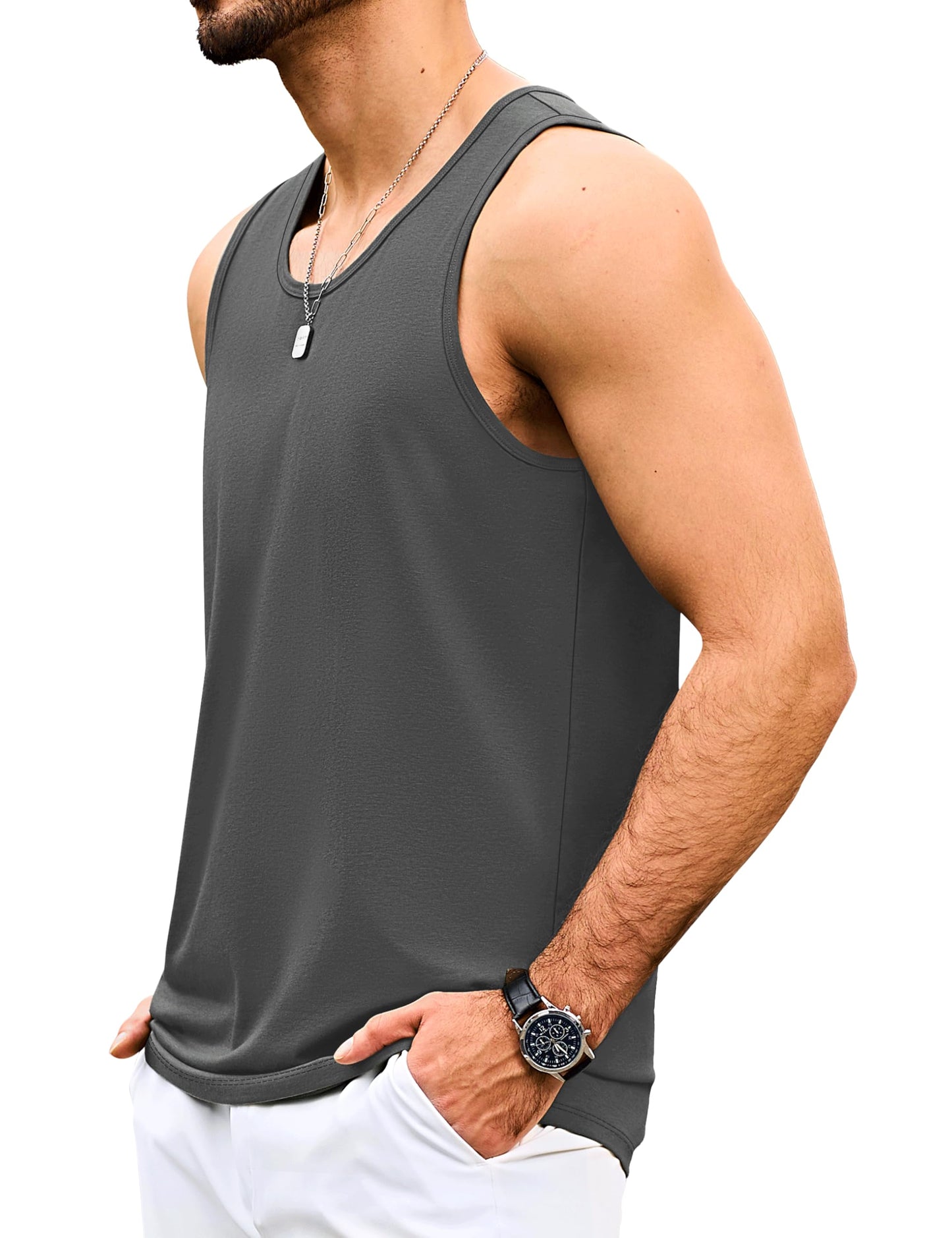 MAGNIVIT Mens Tank Top UPF50+ Summer Sleeveless Muscle Shirts Cotton Blend Casual Tee Cooling Gym Workout Shirts