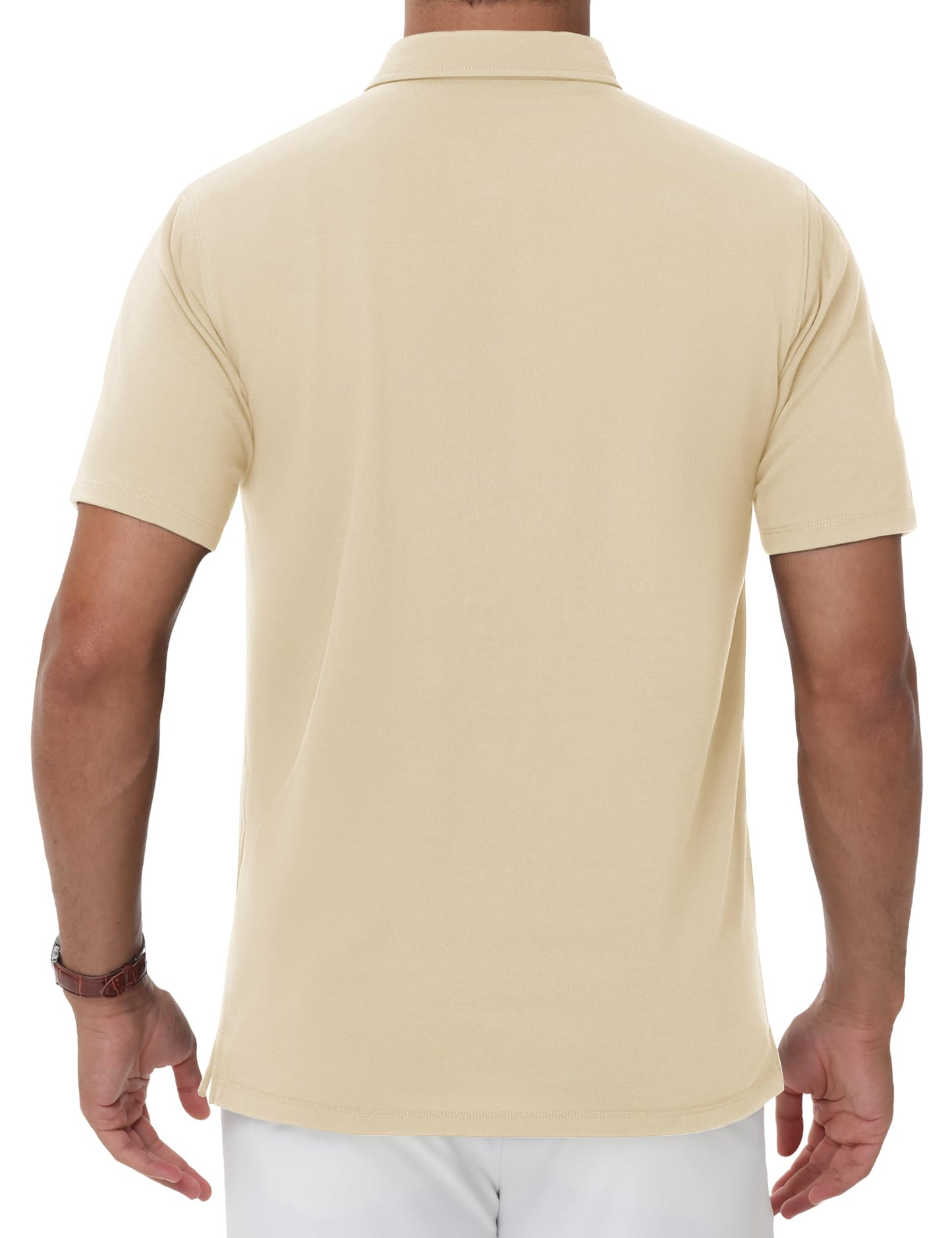 MAGNIVIT Men's Polo Shirt Short Sleeve 3 Button Cotton Pique Casual T-Shirts Moisture Wicking Performance Work Golf Tee