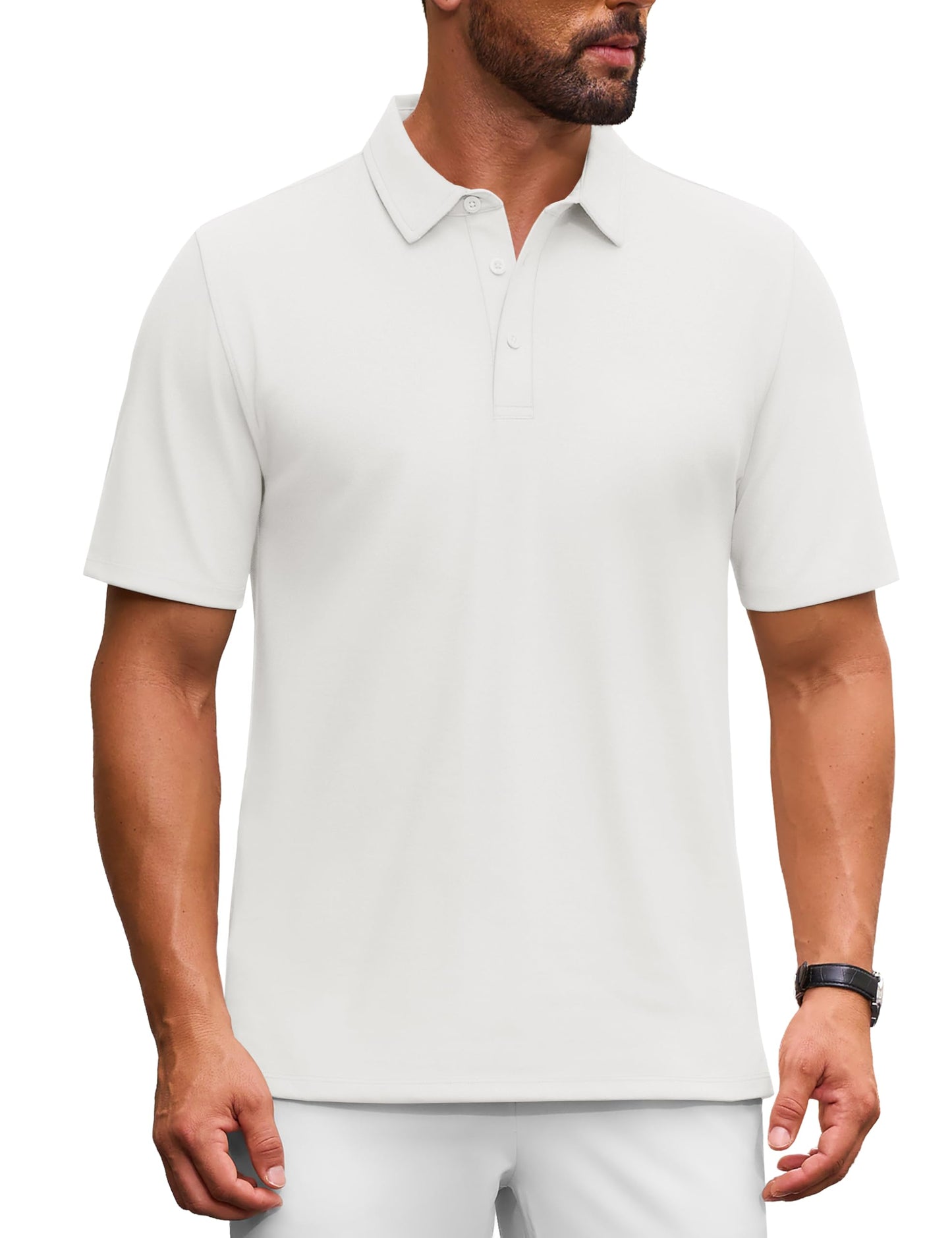MAGNIVIT Men's Polo Shirt Short Sleeve 3 Button Cotton Pique Casual T-Shirts Moisture Wicking Performance Work Golf Tee