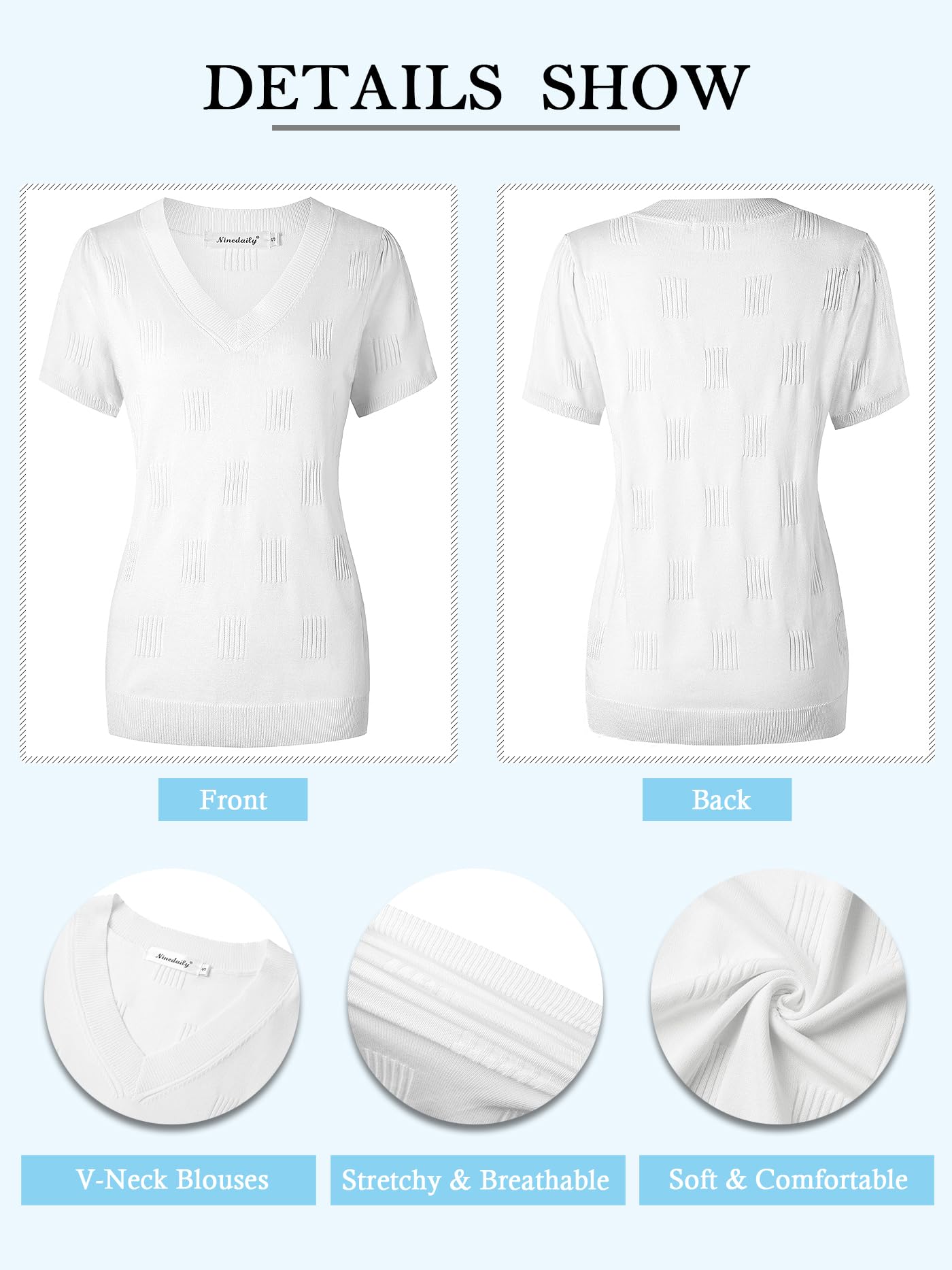 Ninedaily Women's Tops Short Sleeve Sweater Knit T-Shirts Dressy Casual Blouses