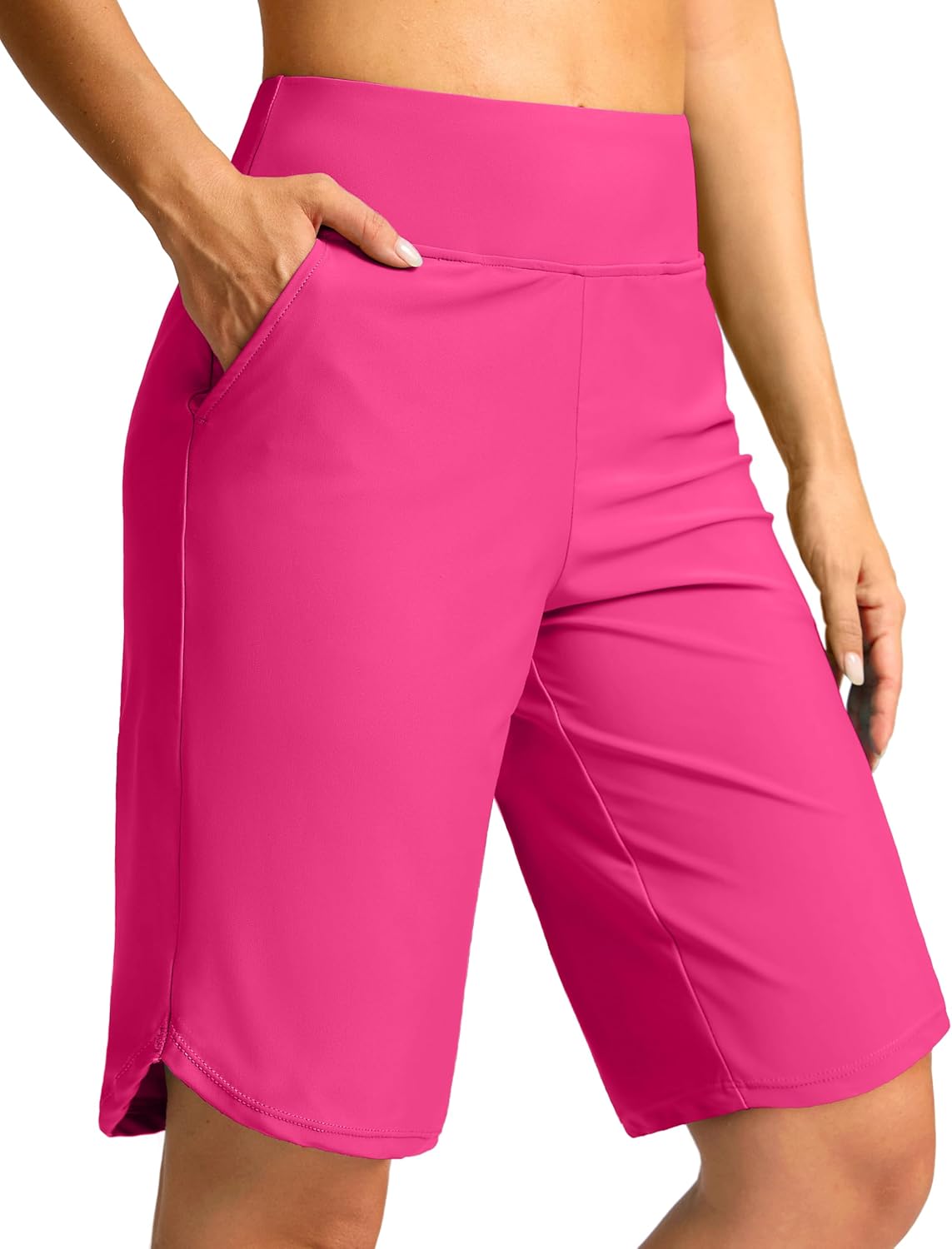 G Gradual Women's High Waisted Swim Board Shorts 11" Knee Length Beach Swimming Long Shorts for Women with Pockets Liner