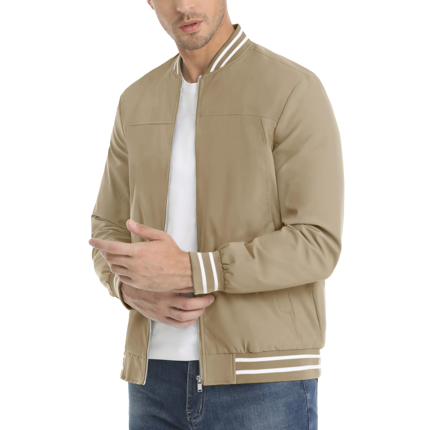 MAGNIVIT Men's Bomber Jackets Lightweight Jacket Varsity Flight Jacket Baseball Windbreaker Water Resistant Spring Autumn