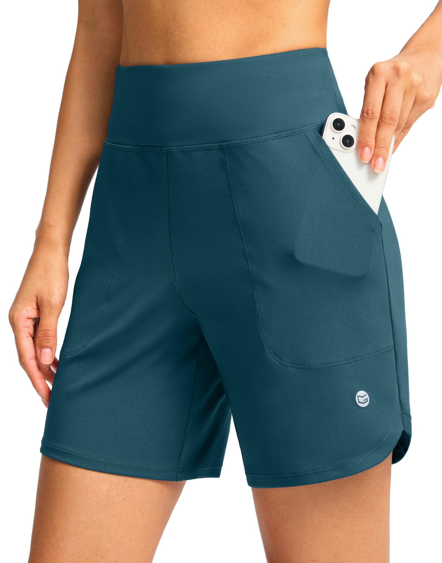 G Gradual Women's Athletic Shorts 6" High Waisted Stretchy Bermuda Shorts for Women Quick Dry Summer Casual Shorts