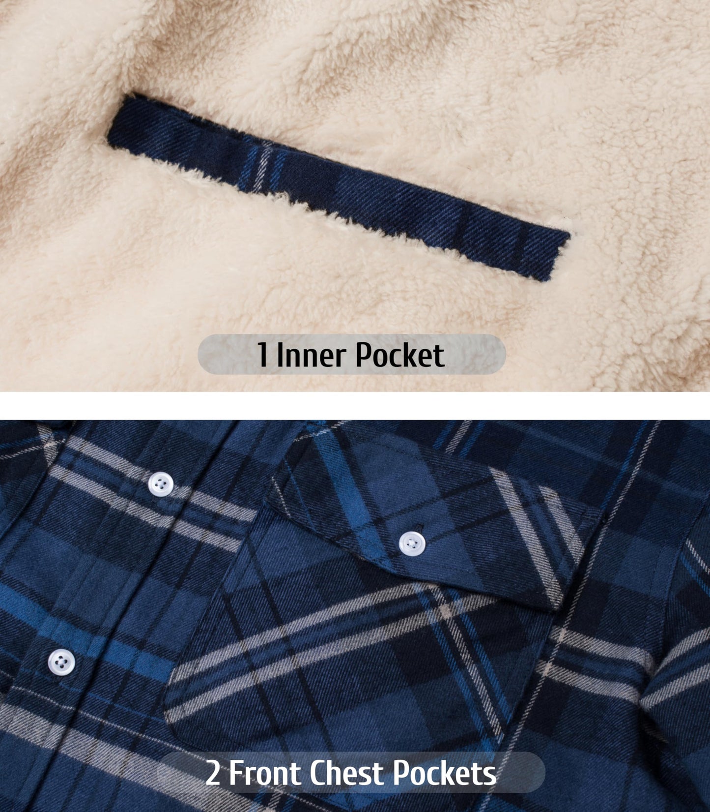 MAGNIVIT Mens Flannel Plaid Shirts Fleece Warm Winter Coat Sherpa Lining Jackets Soft Thickened Outwear Casual Outdoor Travel