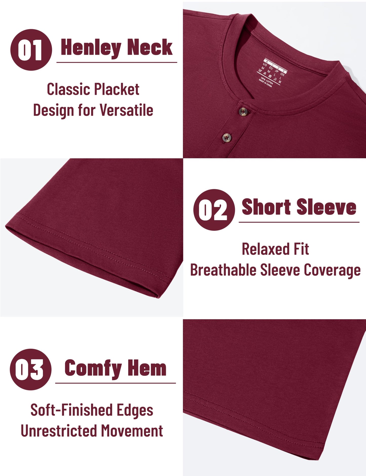 MAGNIVIT Mens Henley Shirts Short Sleeve Cotton Casual Summer Basic T-Shirts 3 Button Solid Collarless Shirts for Work