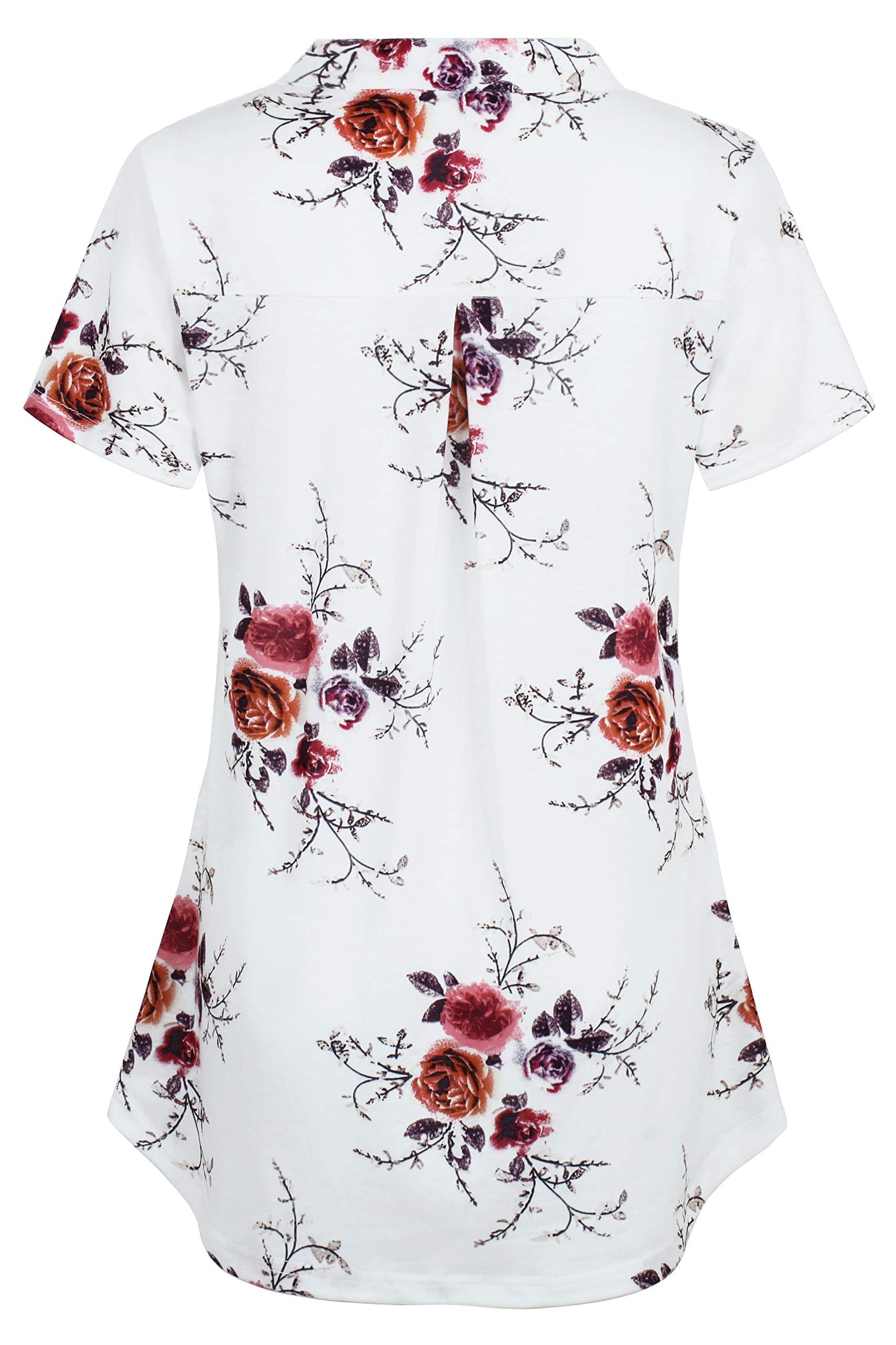 Ninedaily Women's Summer Tops Short Sleeve Casual Blouse Zip Floral Tunic Shirts
