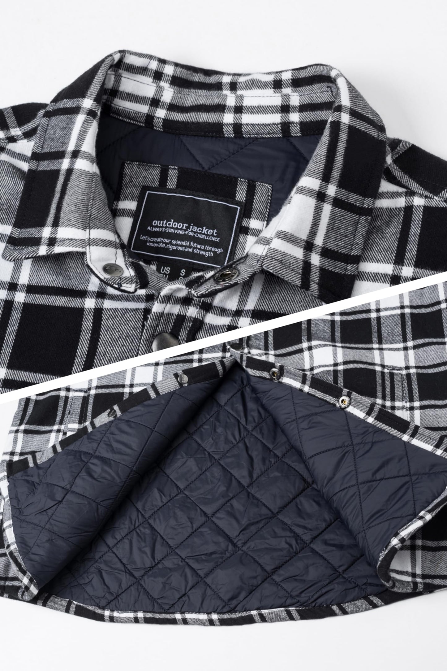MAGNIVIT Mens Flannel Shirt Jacket Plaid Quilted Lined Coat Button Down Shirts Jacket Casual Winter Coat with Pocket