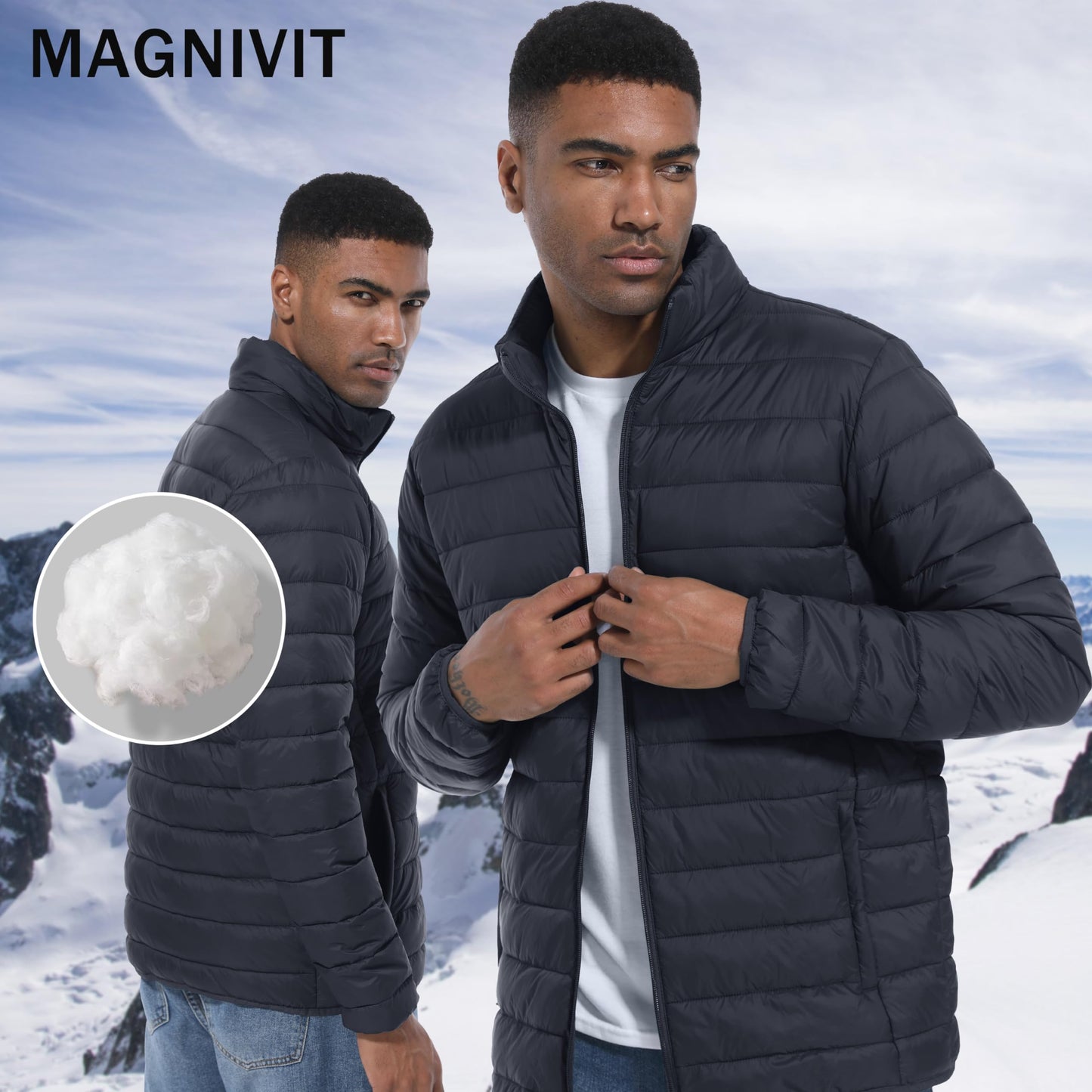 MAGNIVIT Men's Puffer Jackets Lightweight Warm Winter Coat Water-Repellent Windbreaker Insulated Quilted Packable Jacket