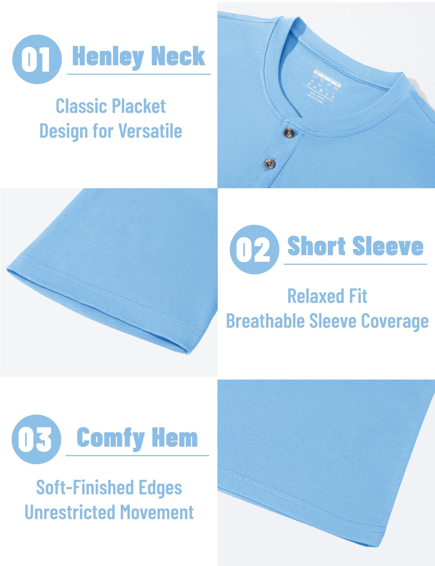 MAGNIVIT Mens Henley Shirts Short Sleeve Cotton Casual Summer Basic T-Shirts 3 Button Solid Collarless Shirts for Work