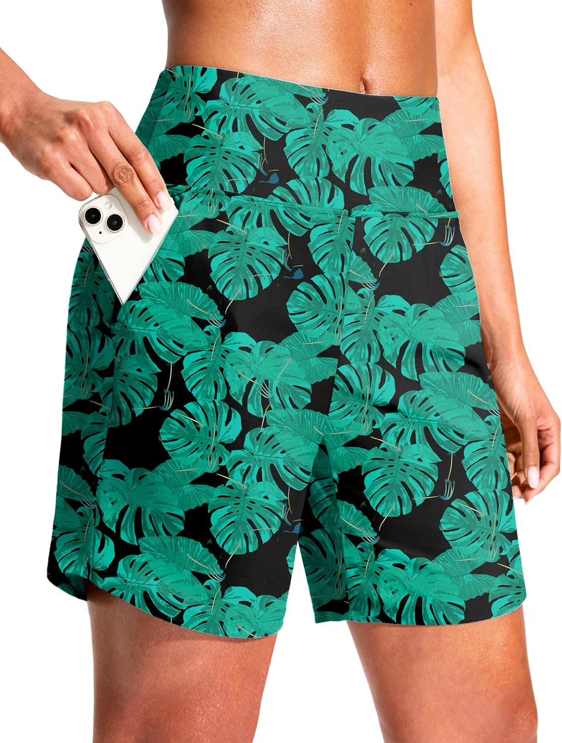 G Gradual Women's 7" Quick Dry Swim Board Shorts Swimming Bottoms High Waisted Beach Shorts for Women with Liner Pockets