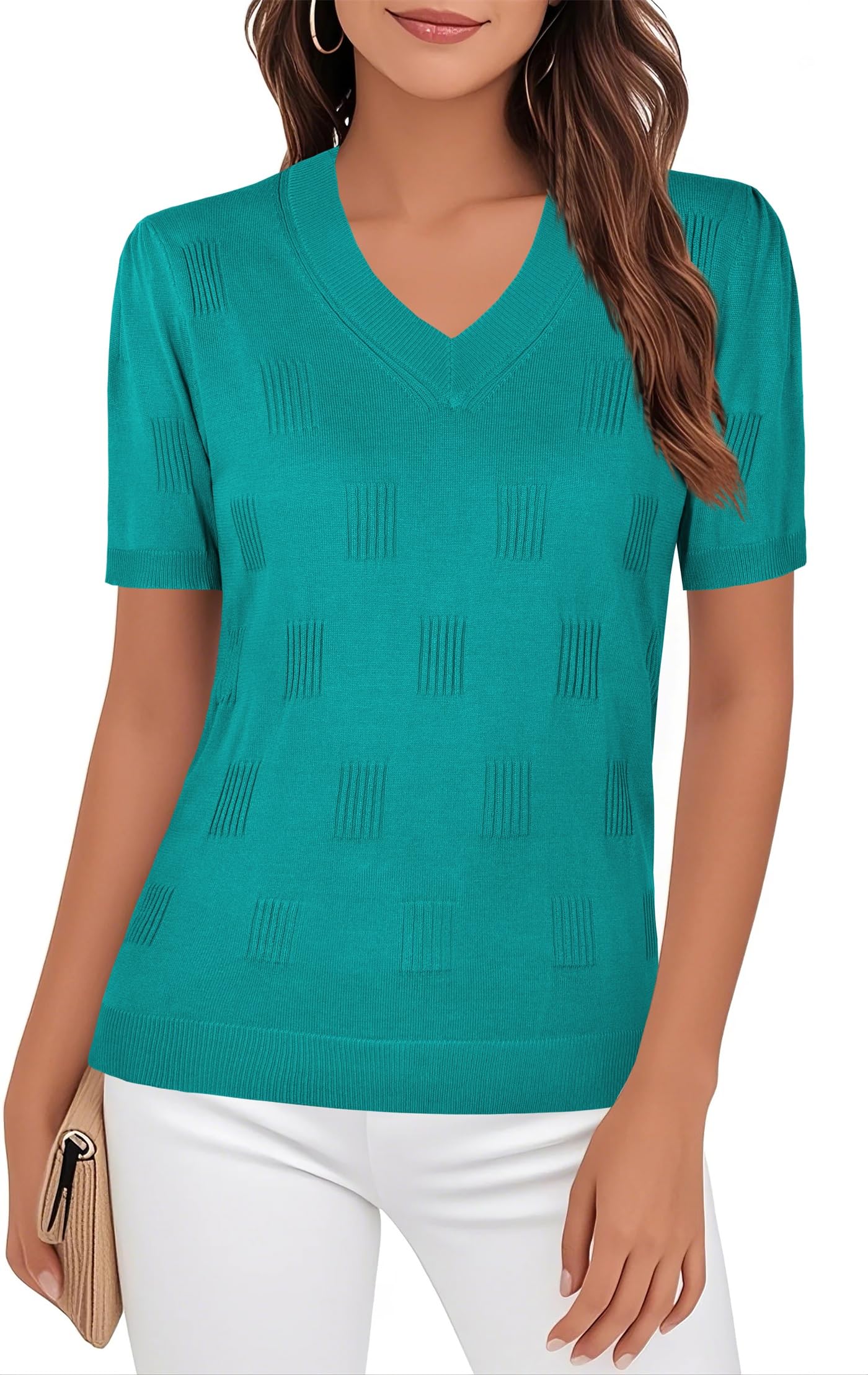 Ninedaily Women's Tops Short Sleeve Sweater Knit T-Shirts Dressy Casual Blouses