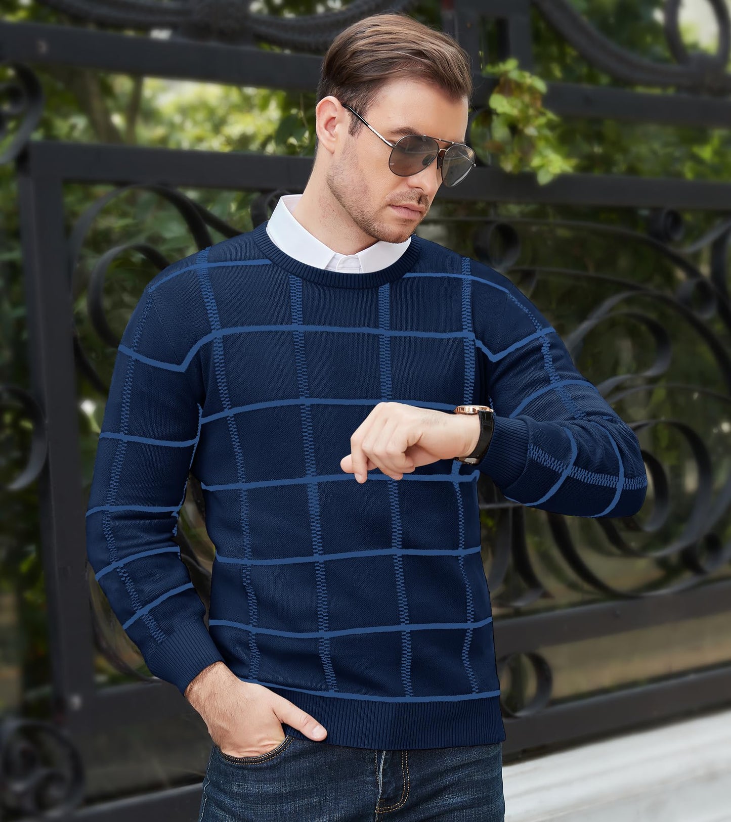 MAGNIVIT Men's Basic Designed Knitted Sweaters Cotton Soft Crewneck Fall Winter Sweaters