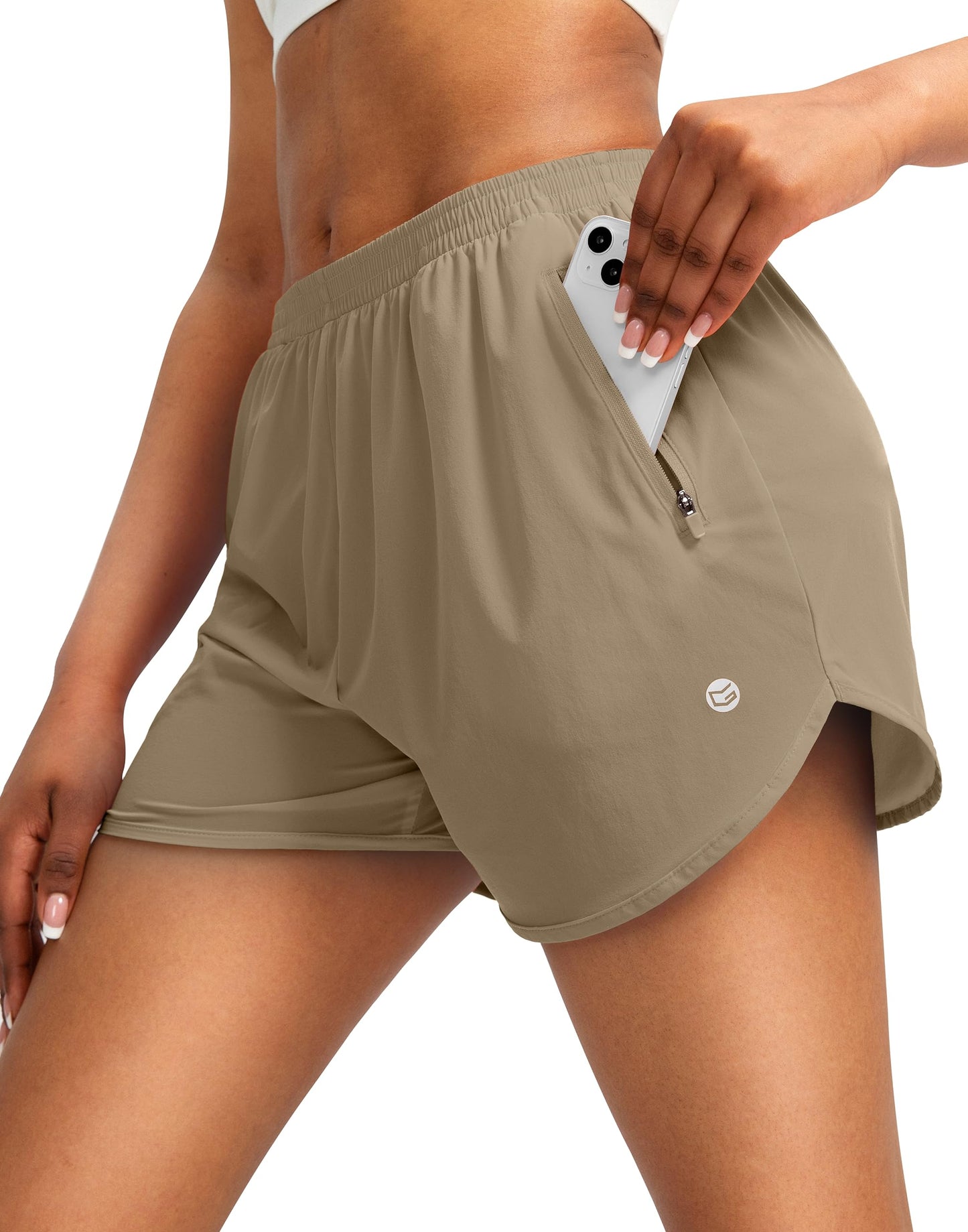 G Gradual Women's Running Shorts with Zipper Pockets Quick Dry Athletic Workout Gym 3" Shorts for Women with Comfy Liner
