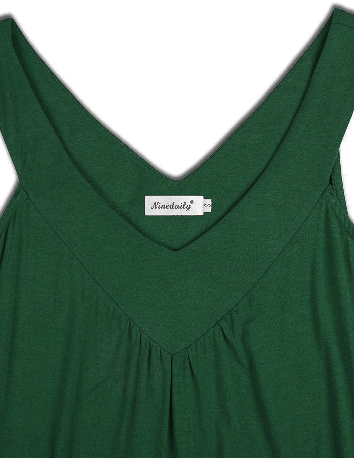 Ninedaily Women Comfy Sleeveless Tunic Top Pleated V Neck Tanks Vest Summer