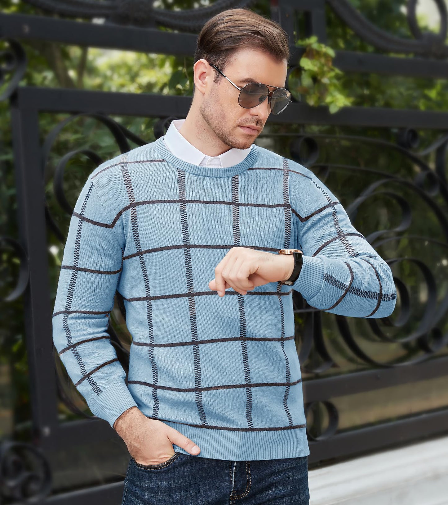 MAGNIVIT Men's Basic Designed Knitted Sweaters Cotton Soft Crewneck Fall Winter Sweaters