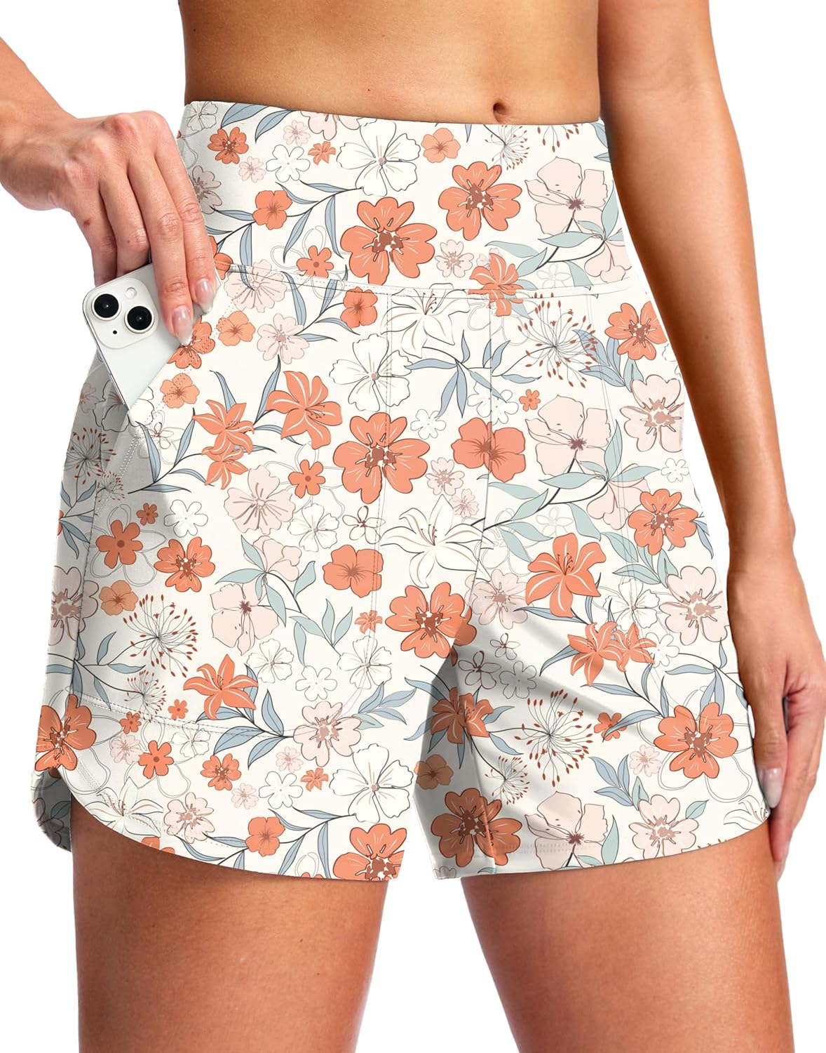 G Gradual Women's 5" Swim Board Shorts Quick Dry High Waisted Beach Shorts for Women Swimsuit Bottoms with Liner Pockets