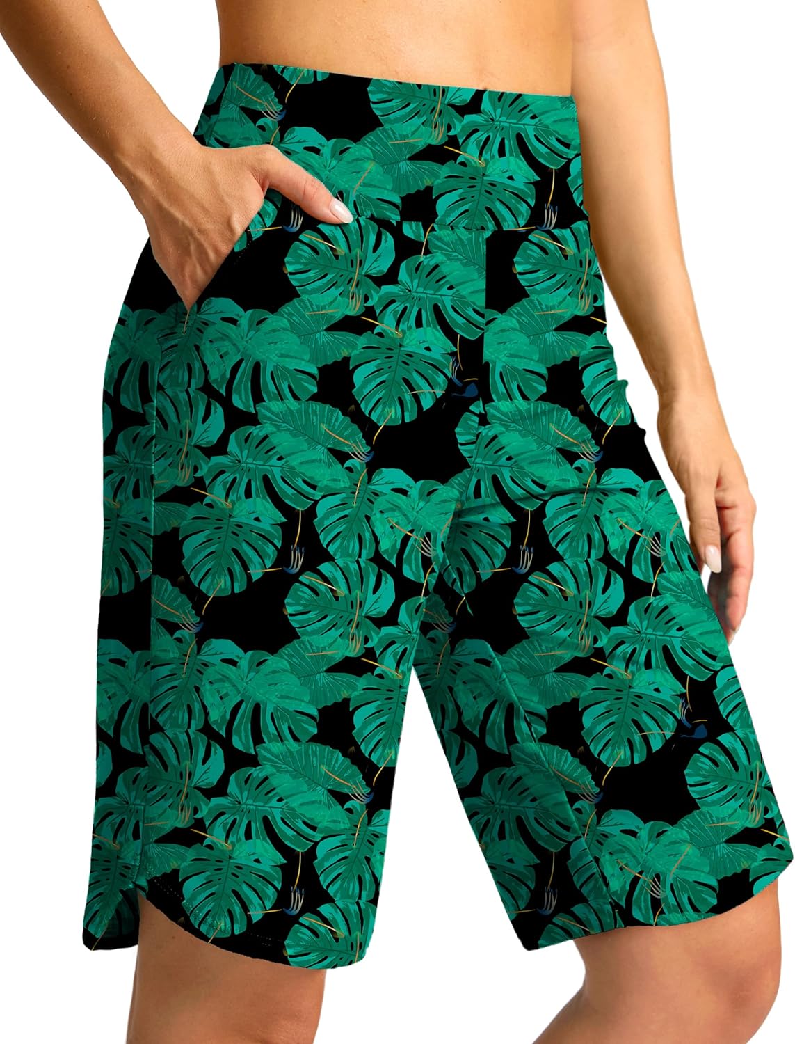 G Gradual Women's High Waisted Swim Board Shorts 11" Knee Length Beach Swimming Long Shorts for Women with Pockets Liner