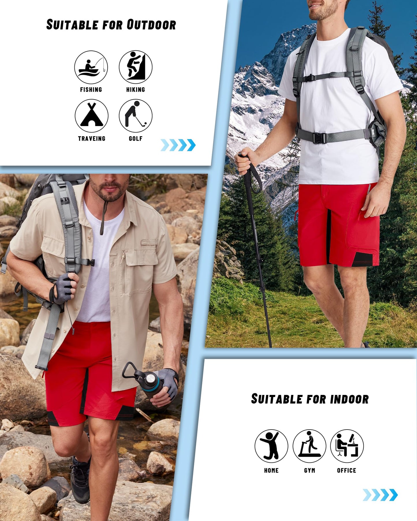 MAGNIVIT Men's Hiking Shorts Quick Dry Cargo Shorts Ripstop Tactical Water Repellent Work Shorts with Multi-Pockets