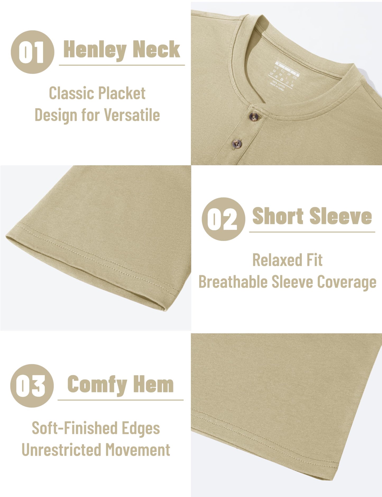 MAGNIVIT Mens Henley Shirts Short Sleeve Cotton Casual Summer Basic T-Shirts 3 Button Solid Collarless Shirts for Work