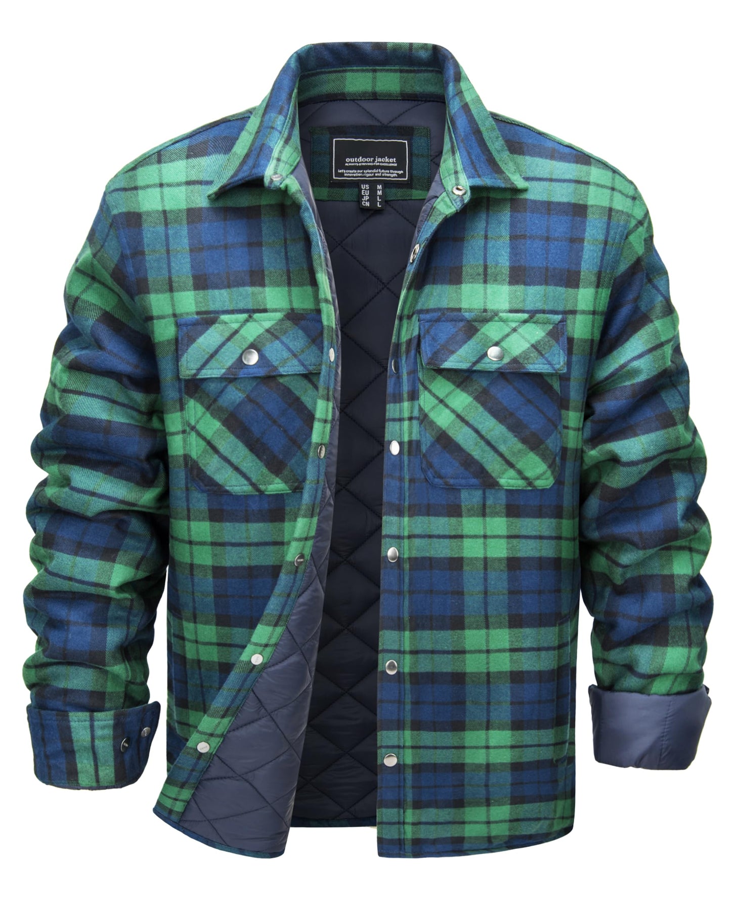 MAGNIVIT Mens Flannel Shirt Jacket Plaid Quilted Lined Coat Button Down Shirts Jacket Casual Winter Coat with Pocket