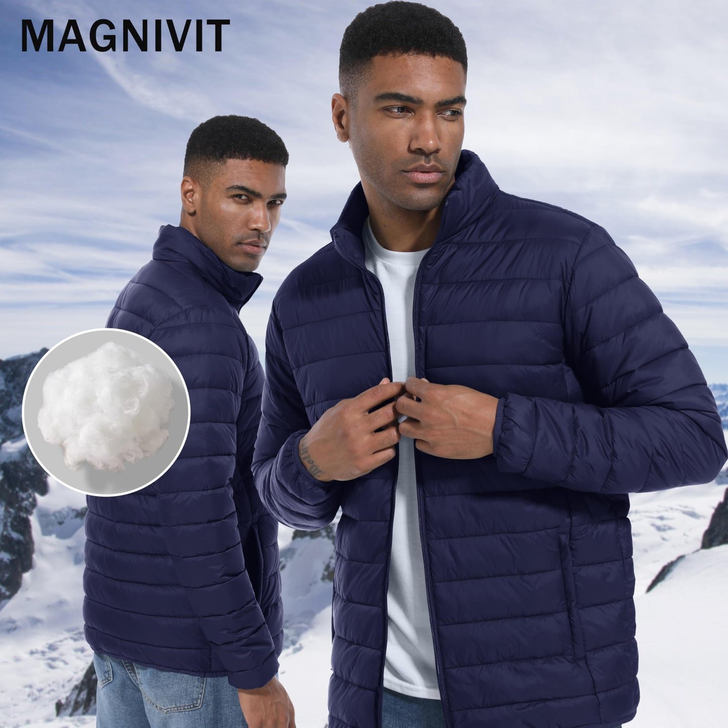 MAGNIVIT Men's Puffer Jackets Lightweight Warm Winter Coat Water-Repellent Windbreaker Insulated Quilted Packable Jacket